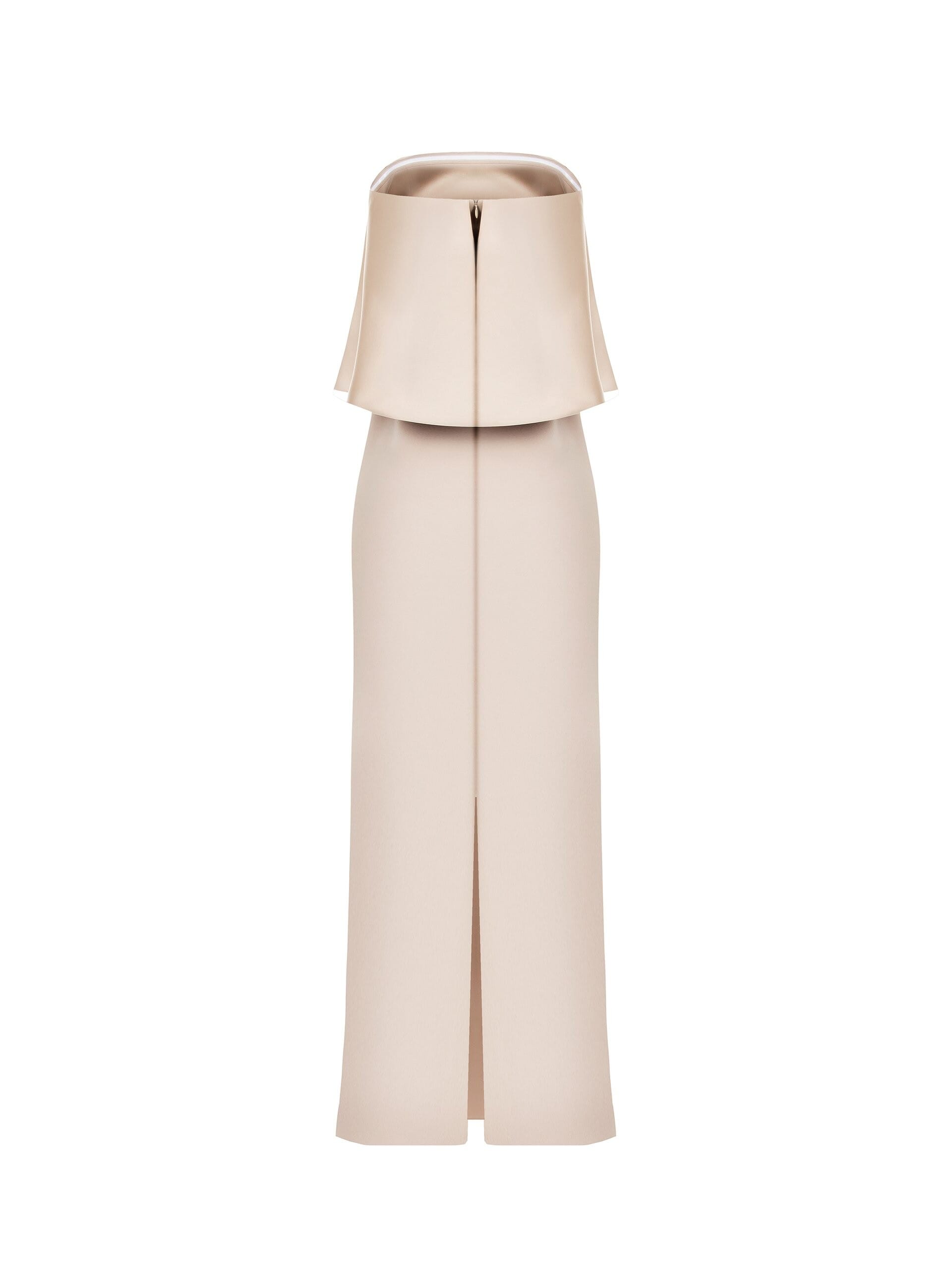 Robe longue à ceinture en crêpe scuba avec maxi volants en satin Rinascimento