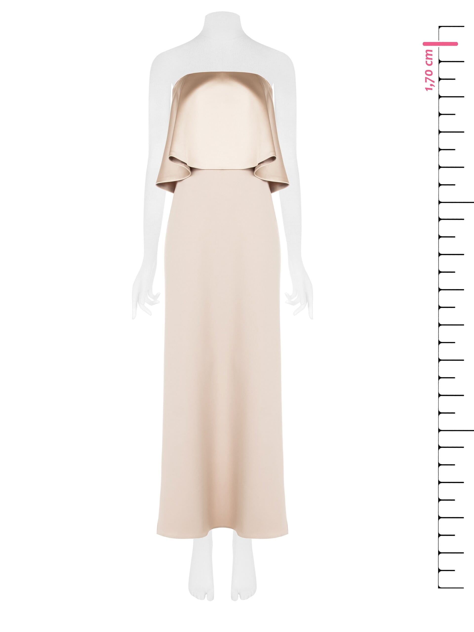 Robe longue à ceinture en crêpe scuba avec maxi volants en satin Rinascimento