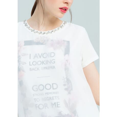 T-Shirt With Chiffon And Lace Fracomina