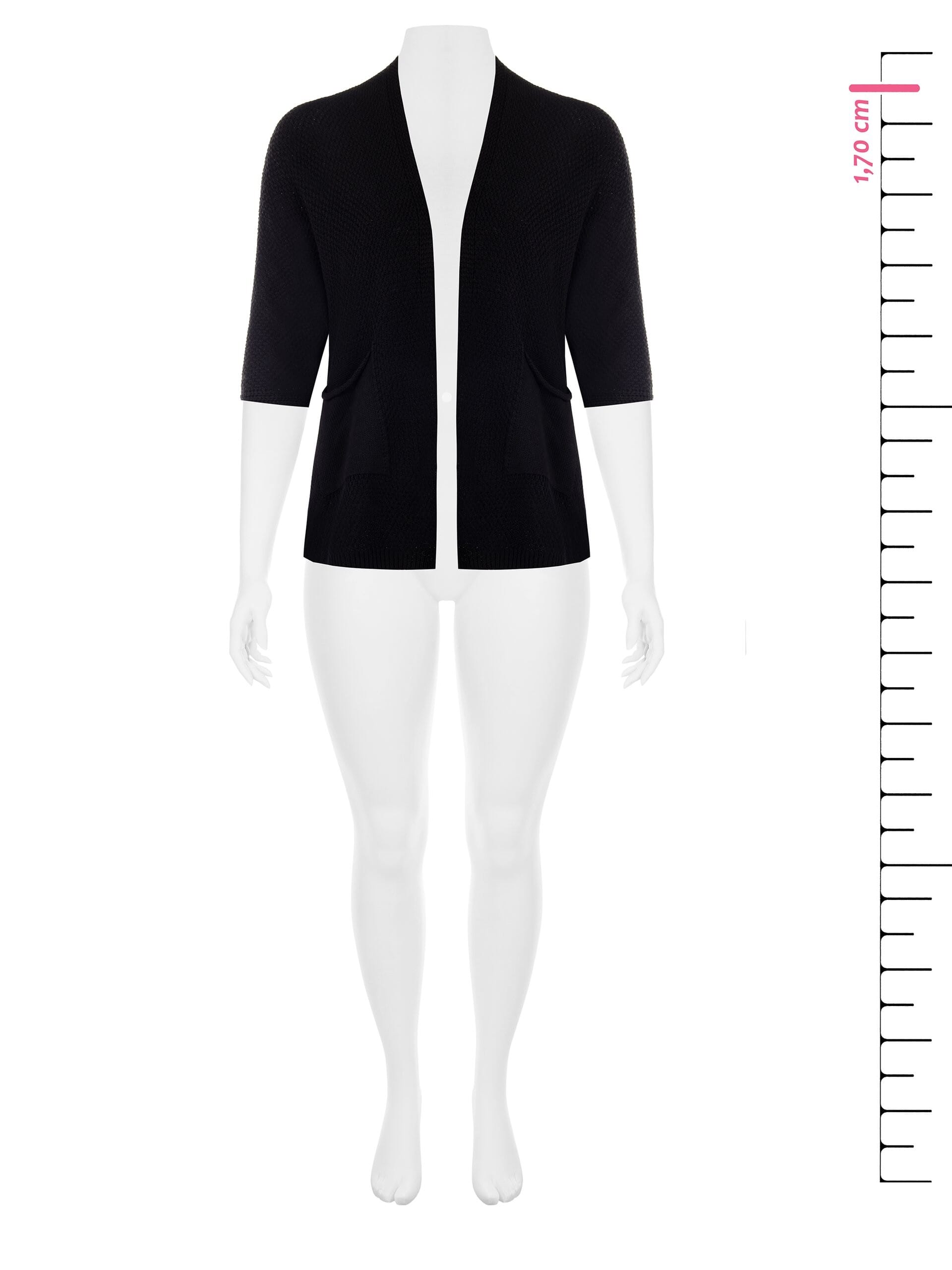 Rinascimento Curvy Open Cardigan In Cotton Blend Woven And Perforated Knit With Pockets