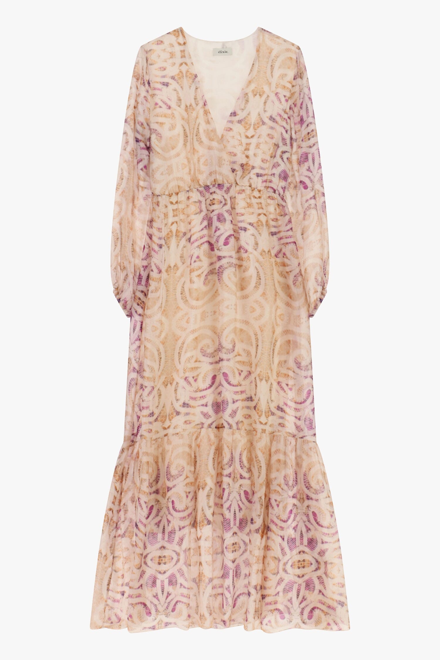 Abito Lungo Con Stampa Paisley E Scollo A V Dixie