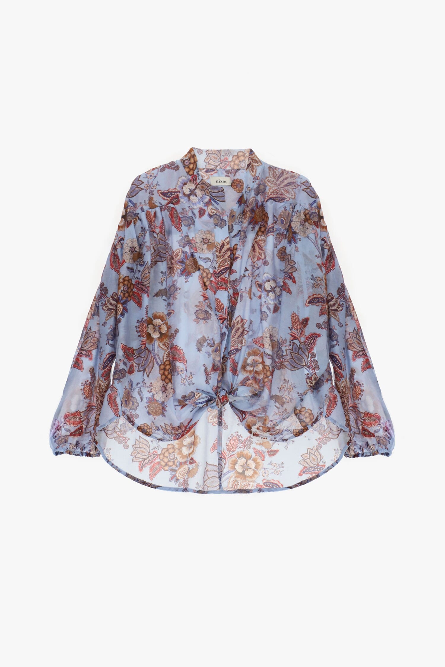Dixie Front Knot Floral Fantasy Wide Blouse