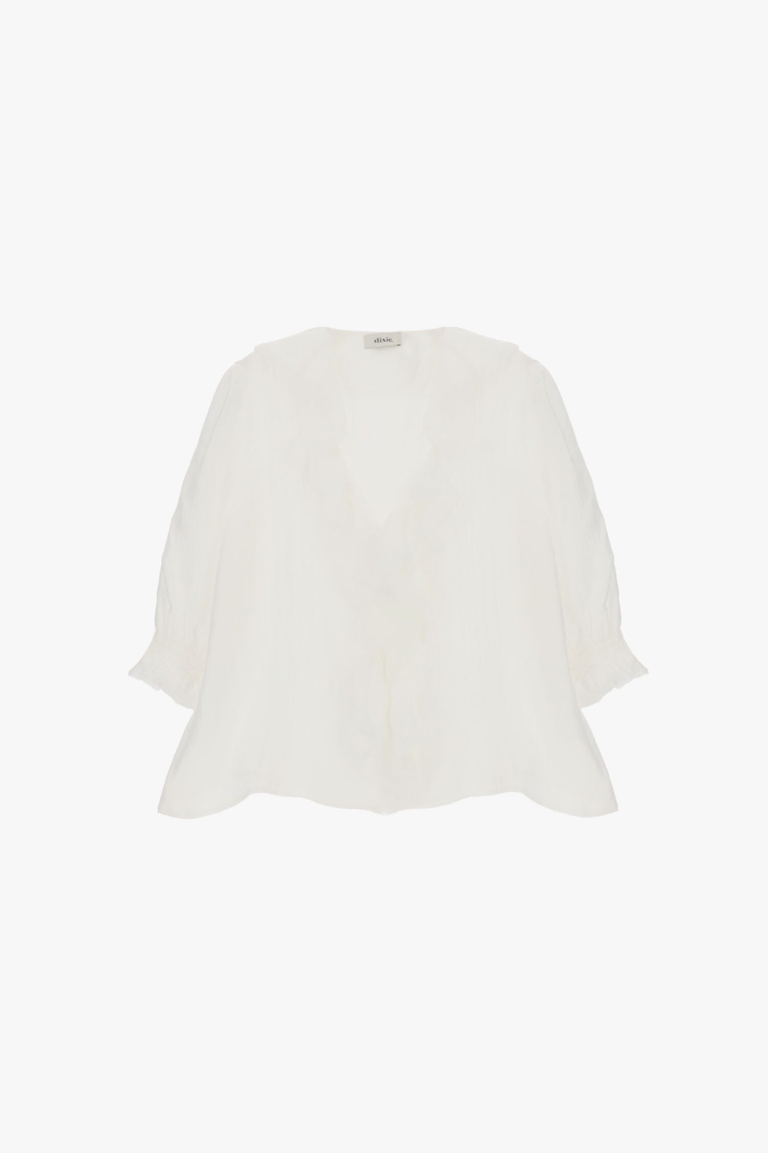 Blouse With Front Frills And Three-Quarter Length Sleeves Dixie