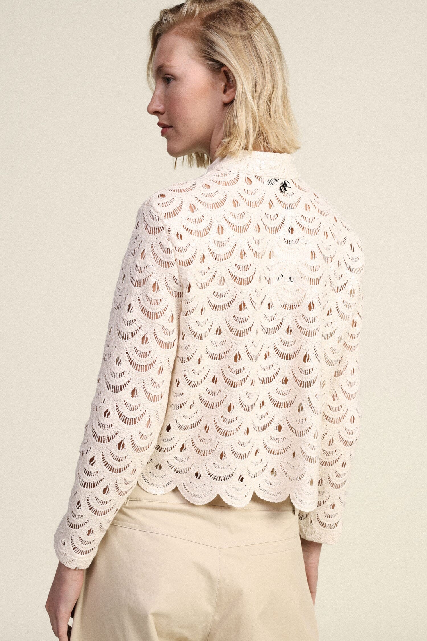 Lace Shirt With Scalloped Profiles And Dixie Buttons