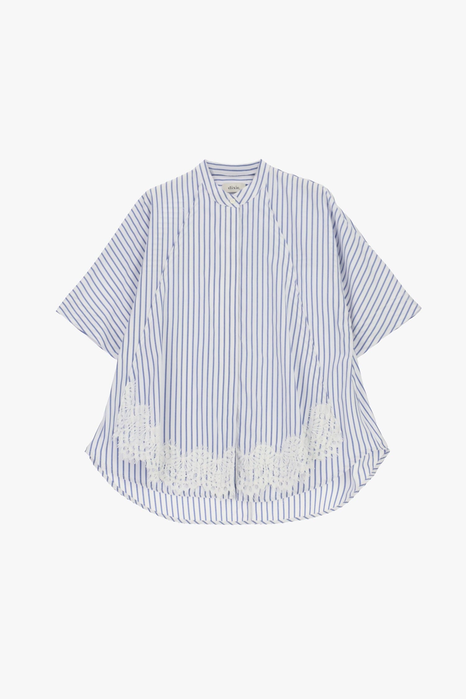 Dixie Floral Embroidery Striped Wide Blouse