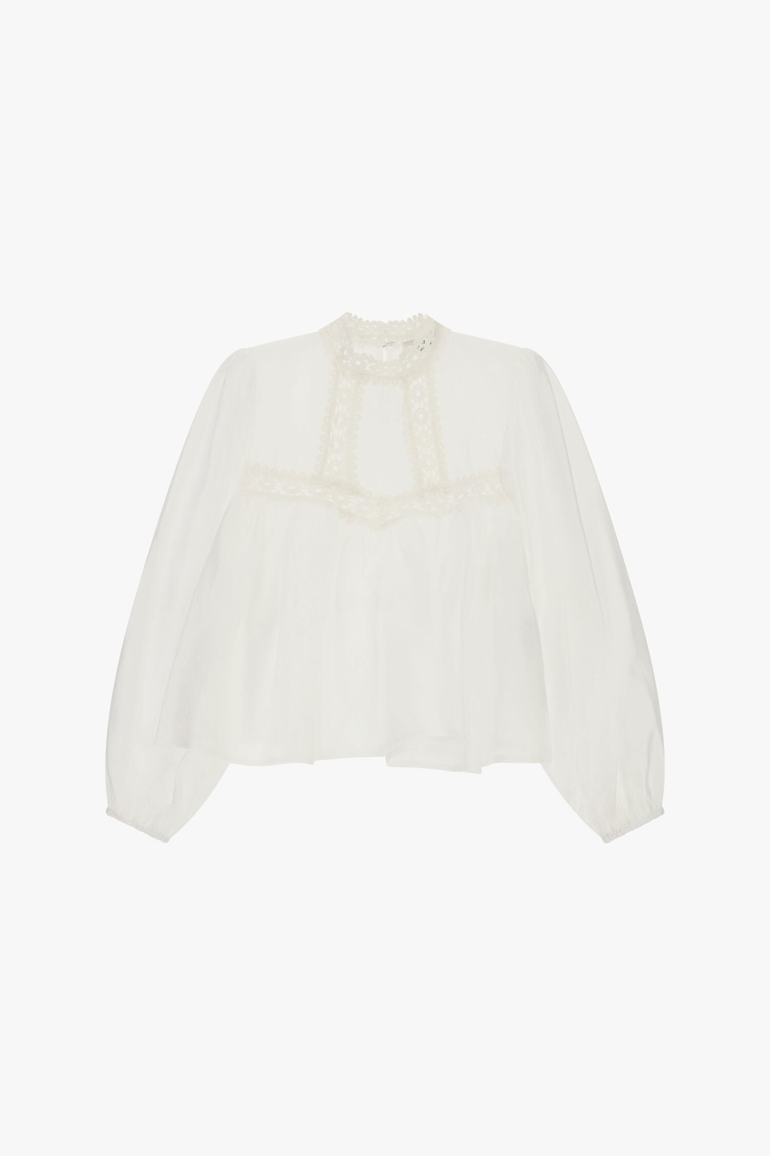 Wide Blouse With Lace Inserts On Neckline Dixie