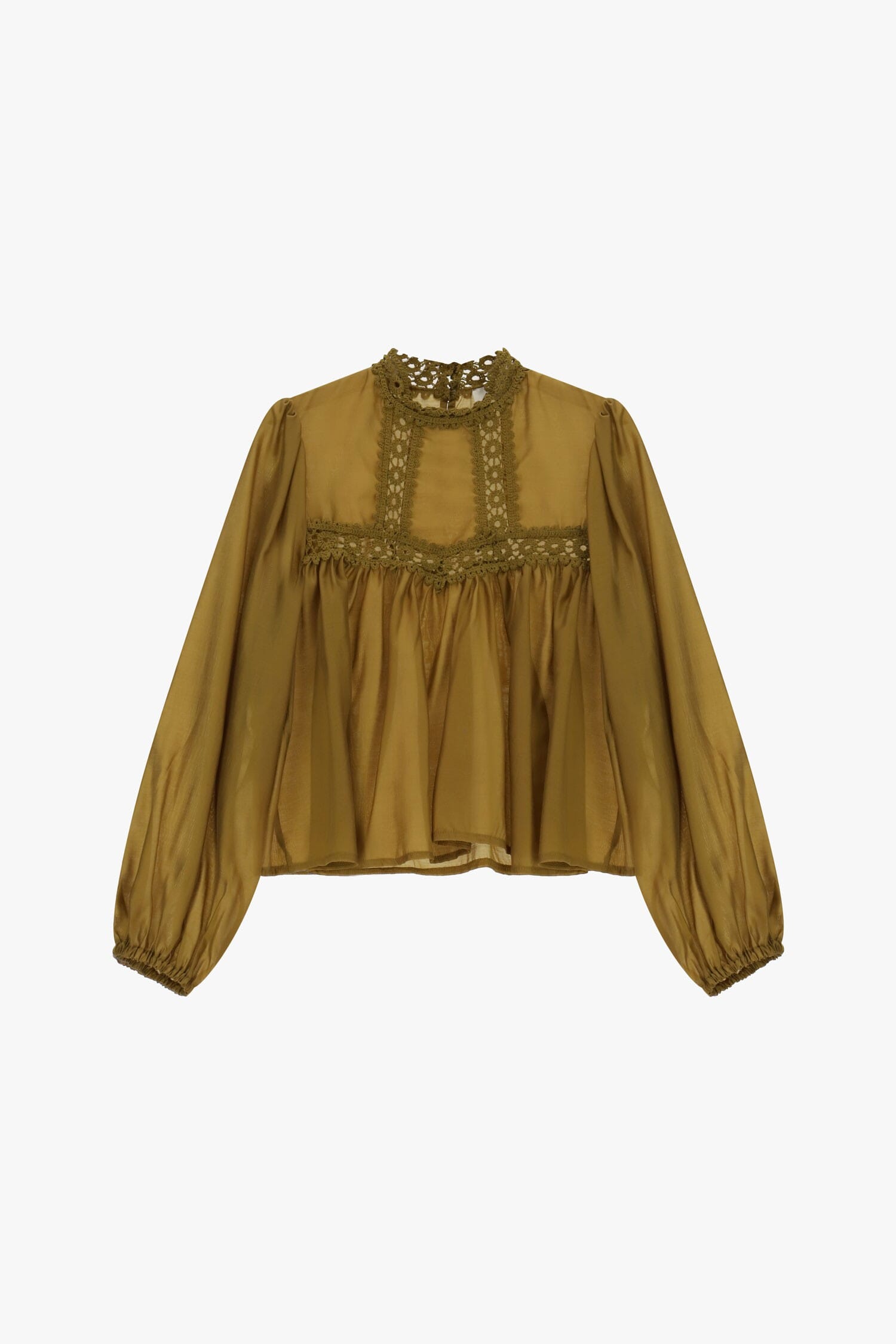 Wide Blouse With Lace Inserts On Neckline Dixie