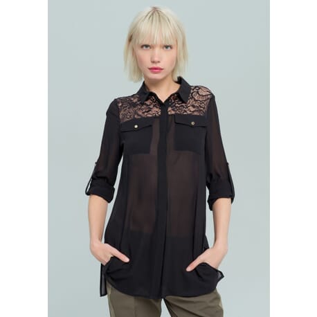 Blouse With Lace Inserts Fracomina