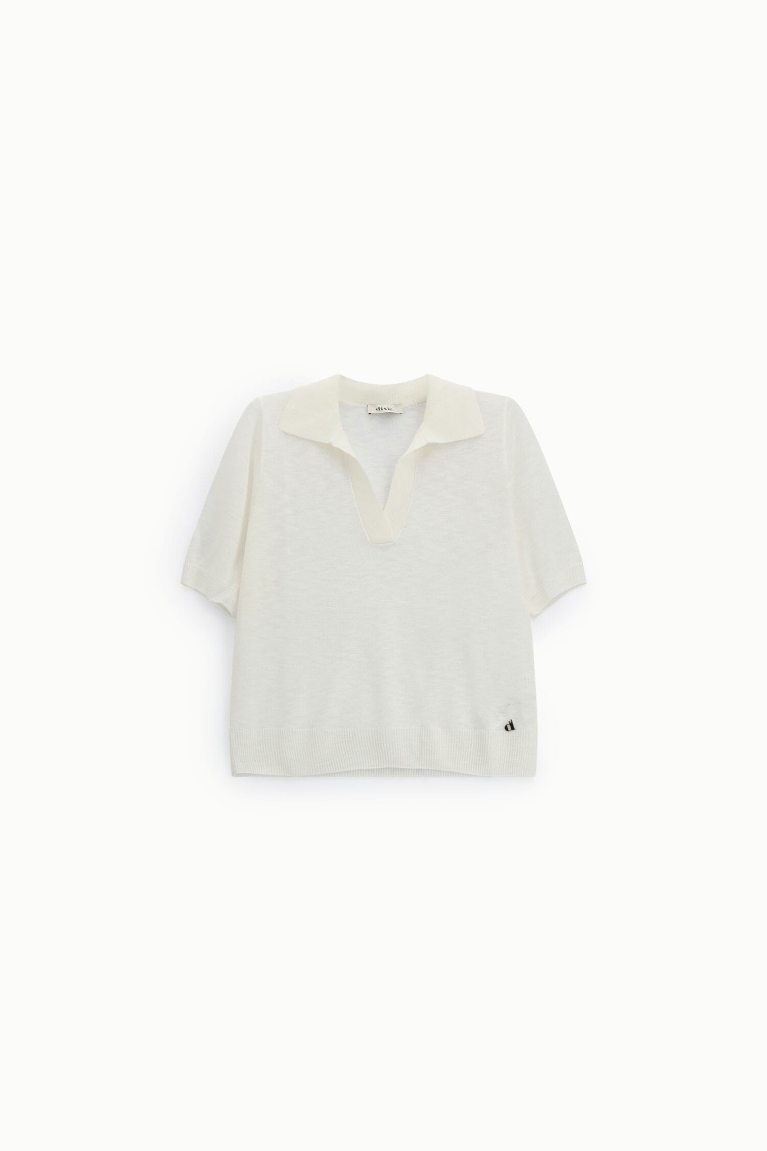 Short Sleeve V-Neck Sweater With Dixie Collar