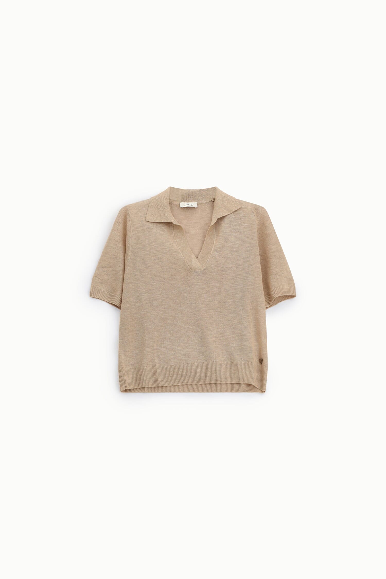 Short Sleeve V-Neck Sweater With Dixie Collar