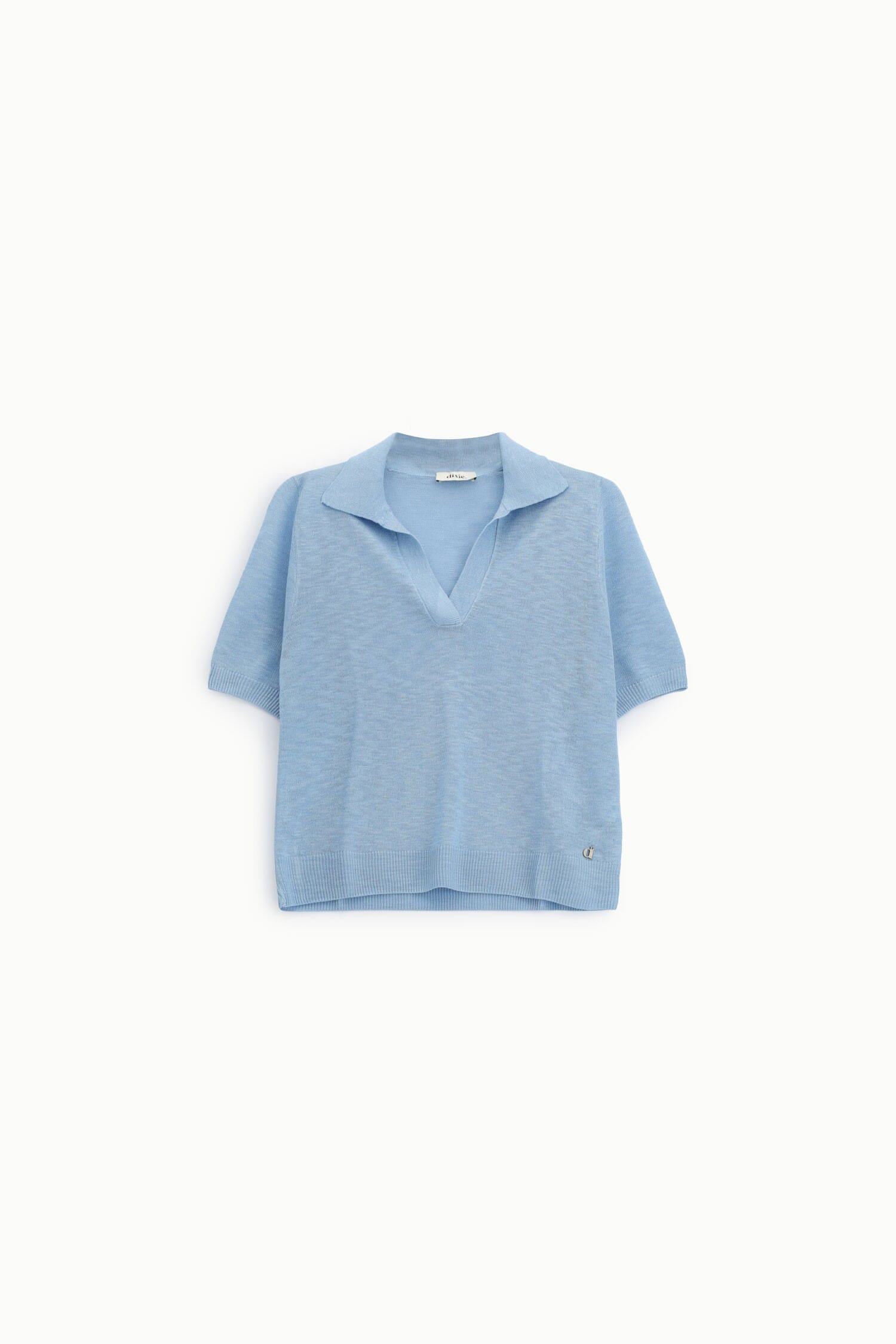 Short Sleeve V-Neck Sweater With Dixie Collar