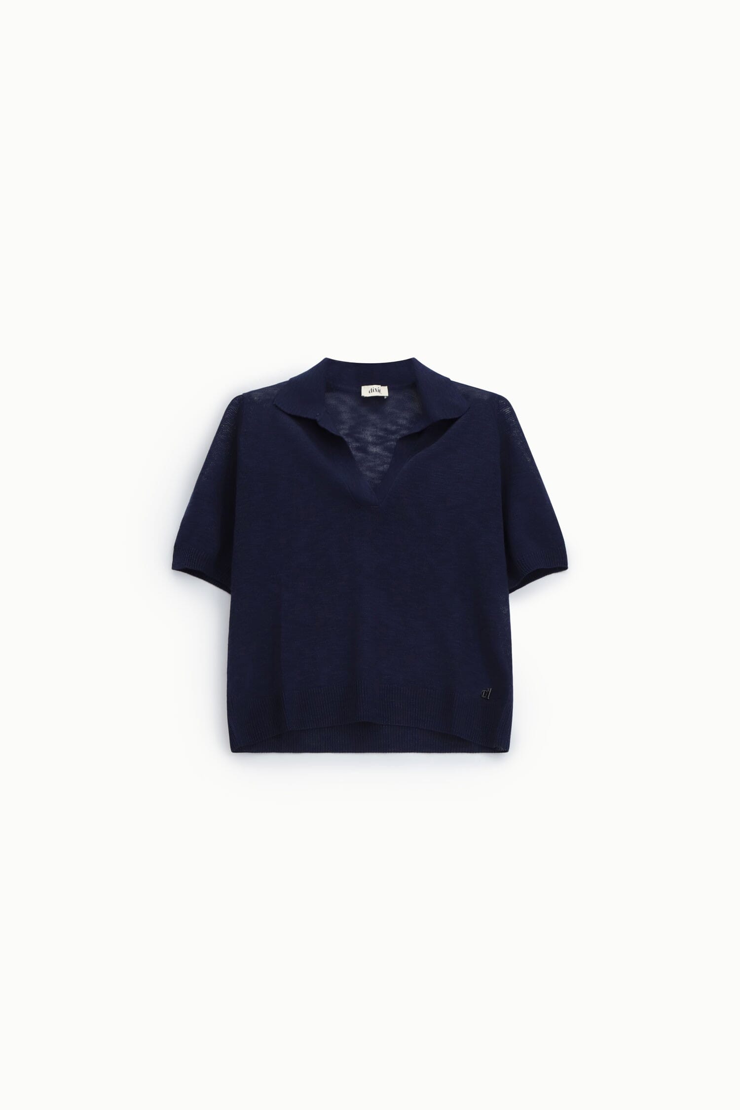 Short Sleeve V-Neck Sweater With Dixie Collar