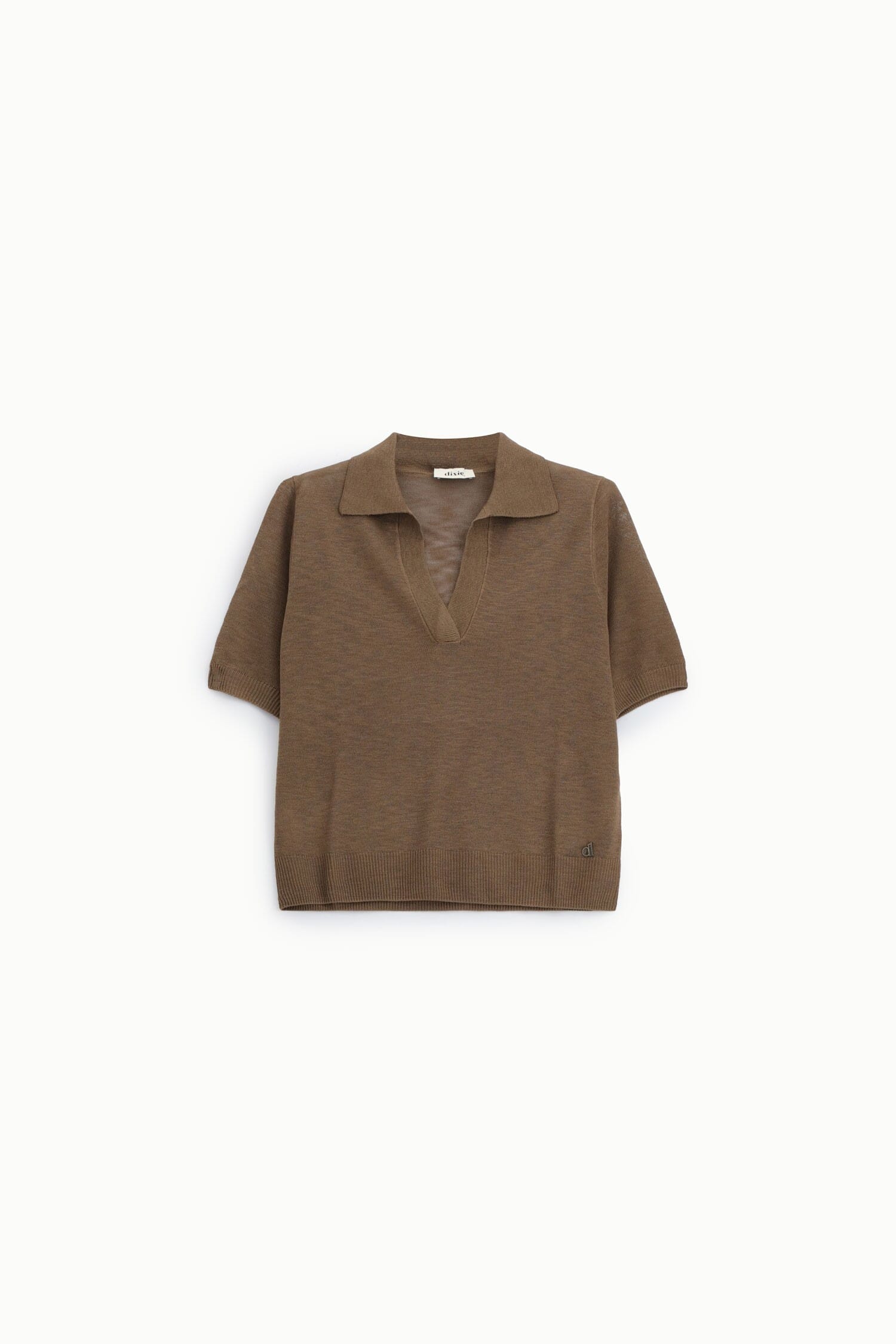 Short Sleeve V-Neck Sweater With Dixie Collar