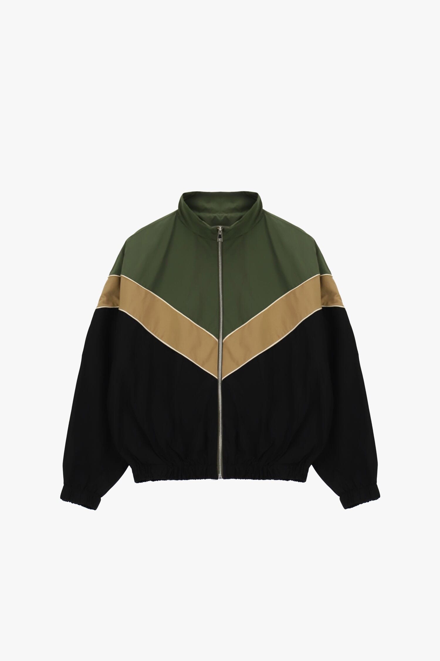 Bomber Jacket With Geometric Pattern Zip And Elastic Hem Dixie