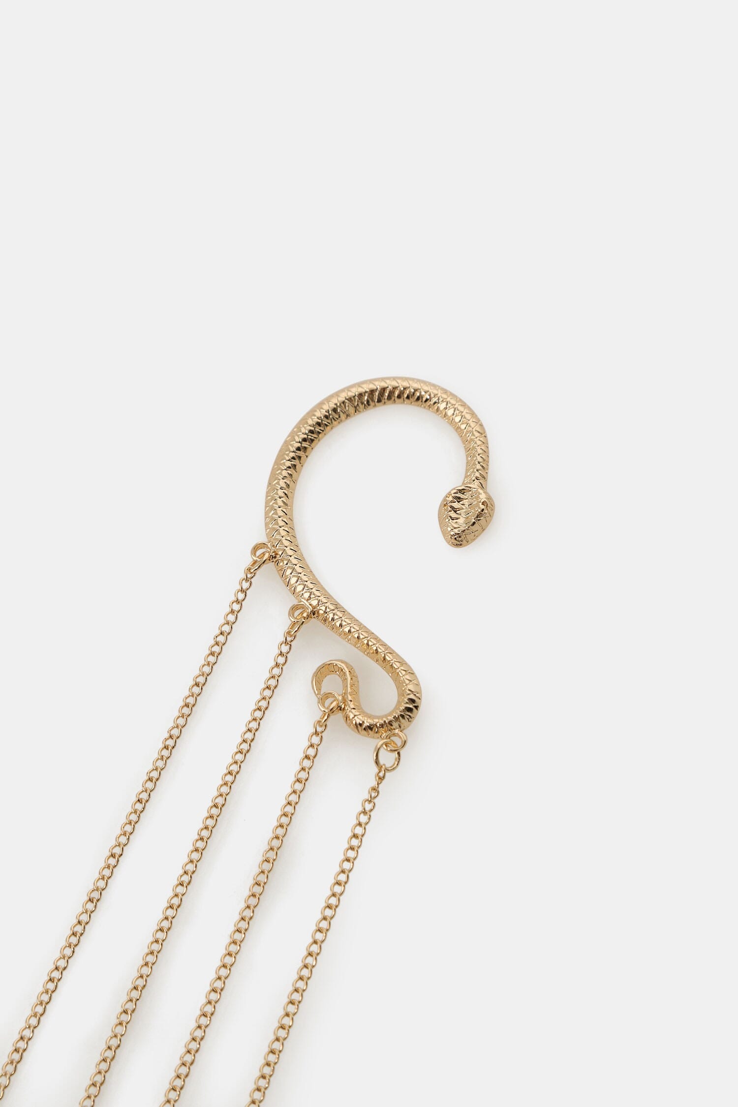 Manchette d'oreille serpent avec chaînes et feuilles Dixie