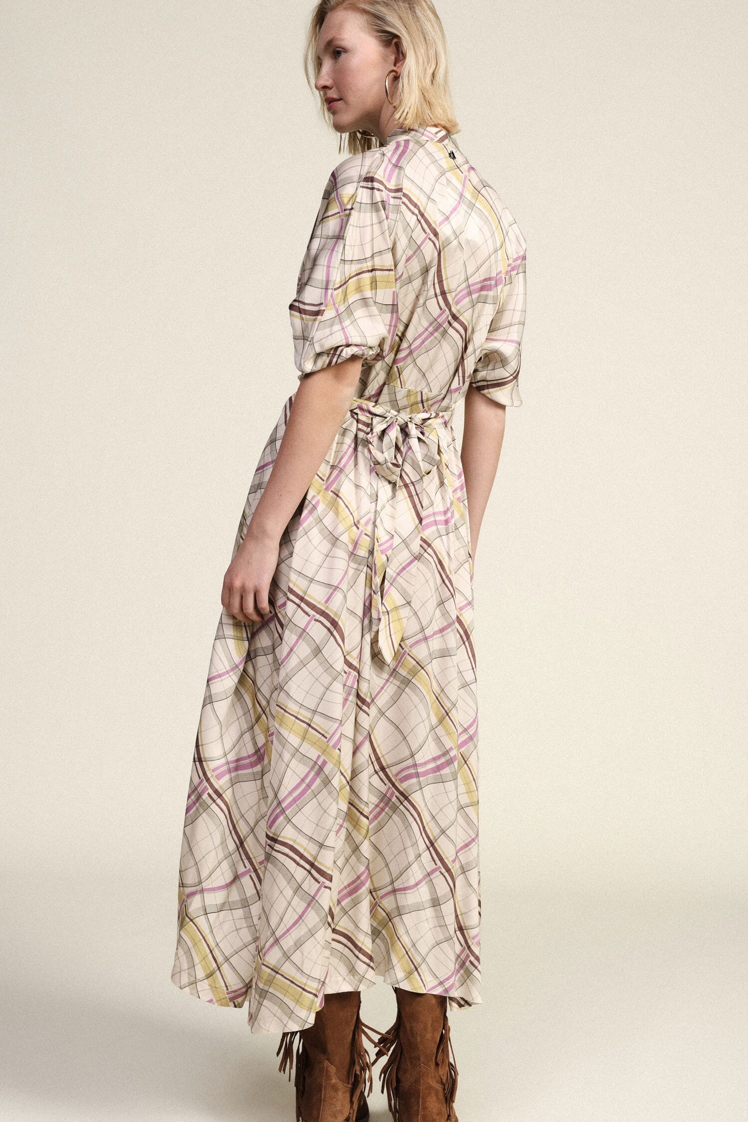 Long Crisscross Dress With Checkered Pattern Dixie
