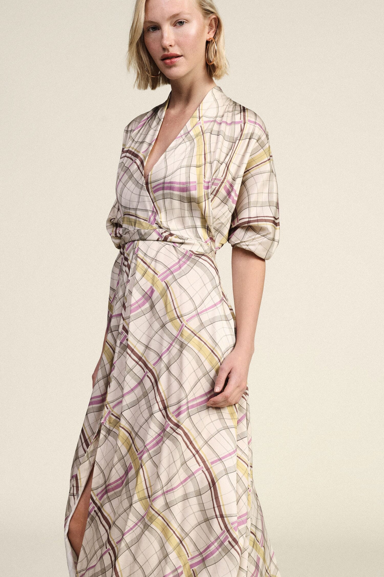 Long Crisscross Dress With Checkered Pattern Dixie