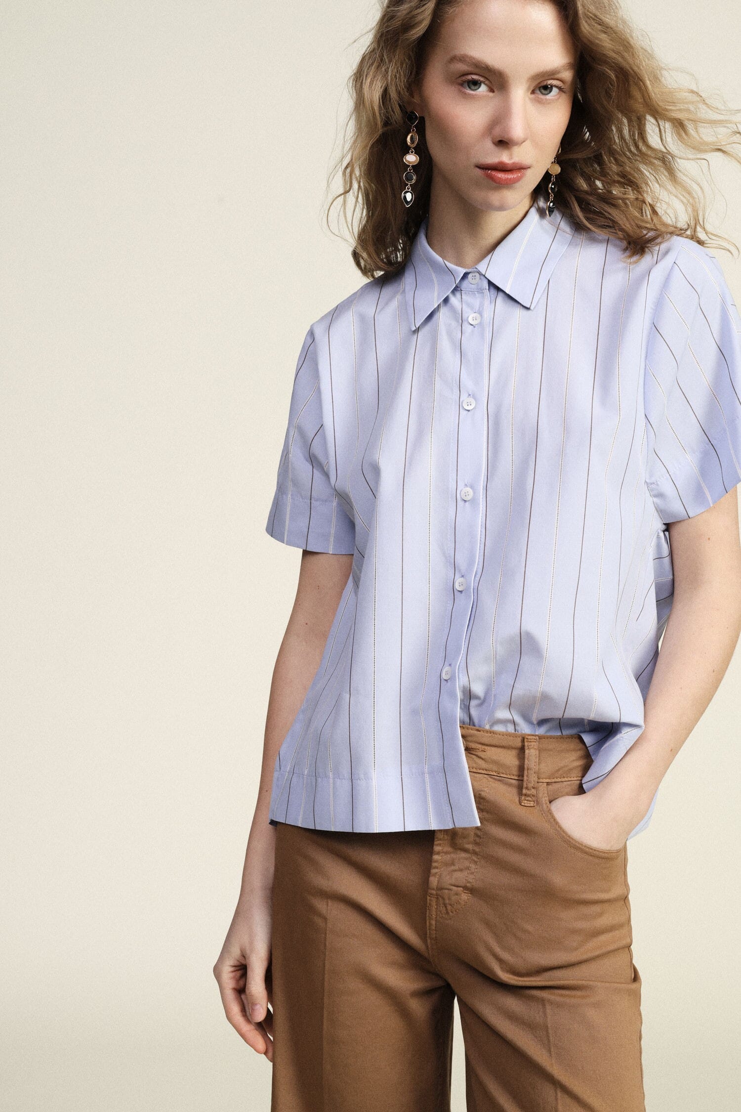 Shirt A Righe Con Collo Classico E Maniche Corte Dixie