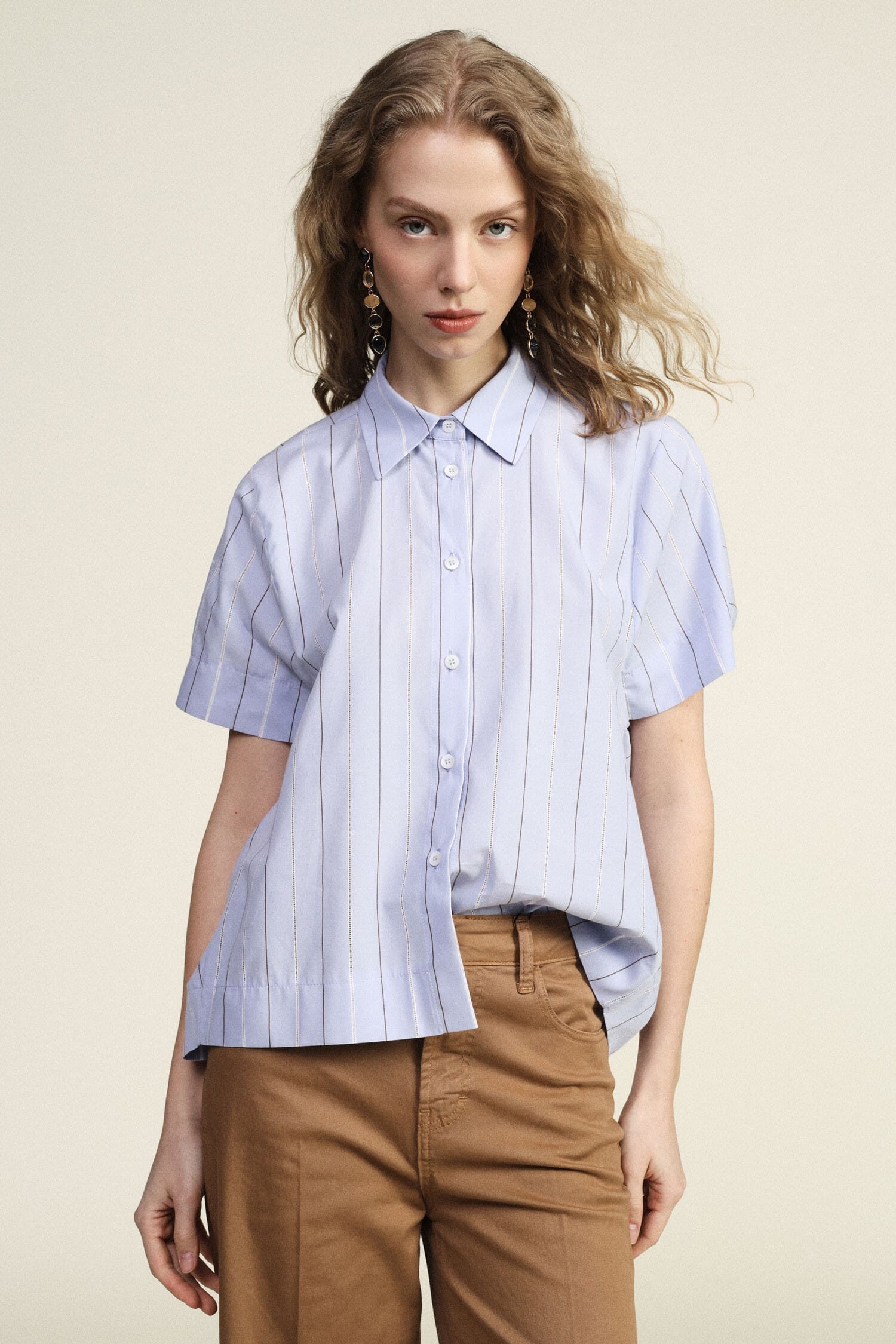 Shirt A Righe Con Collo Classico E Maniche Corte Dixie