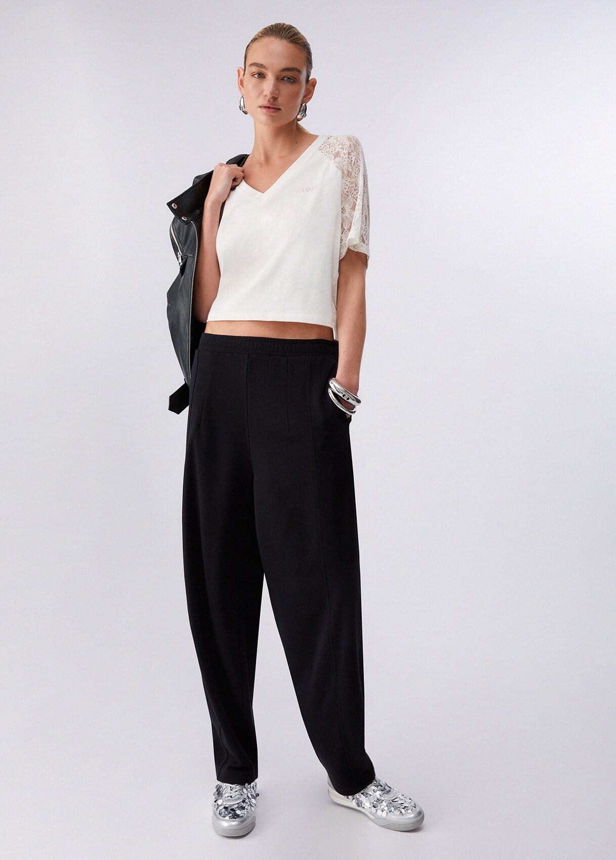 T-Shirt Con Dettagli In Pizzo Liu Jo