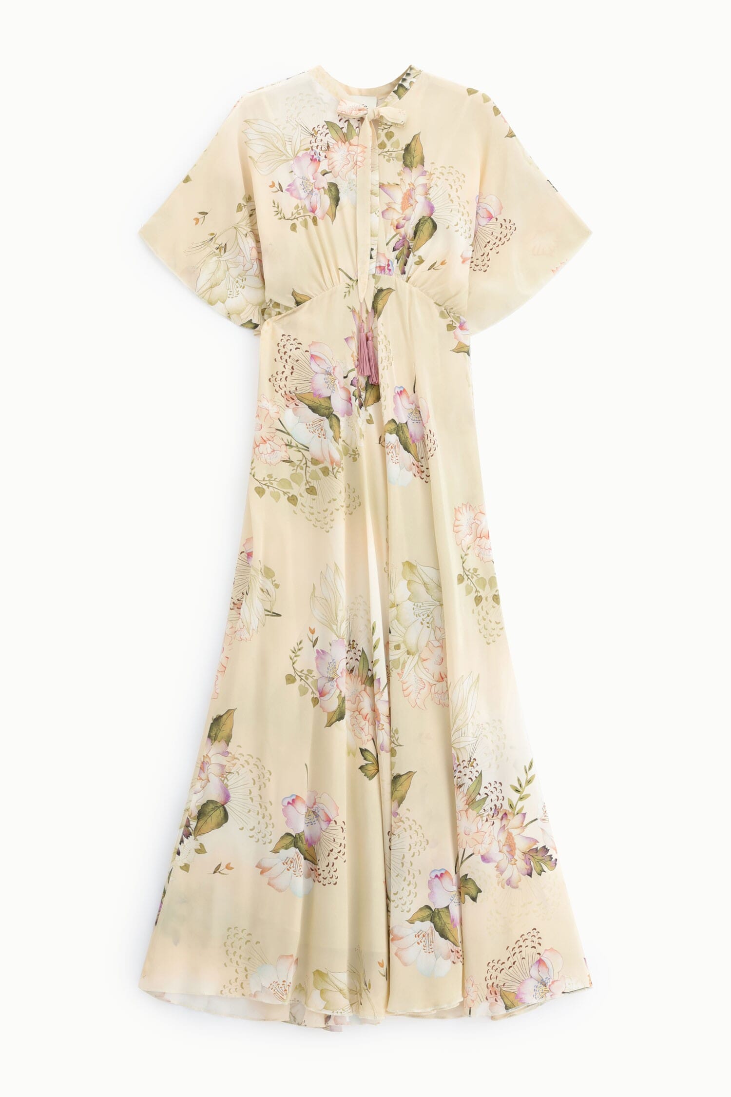 Long Floral Print Dress Wide Sleeves Dixie