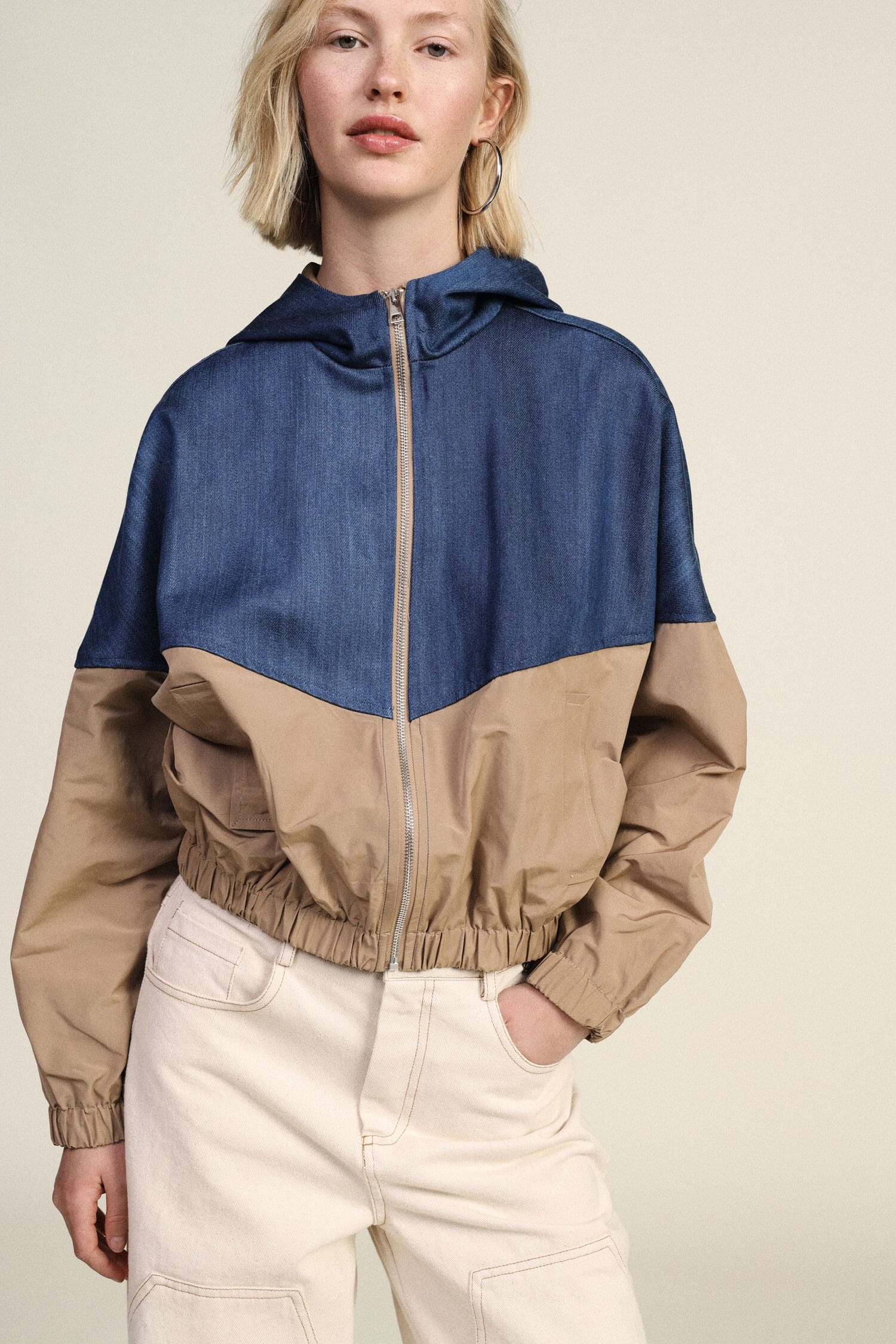 Bomber Con Zip E Cappuccio Colorblock Dixie