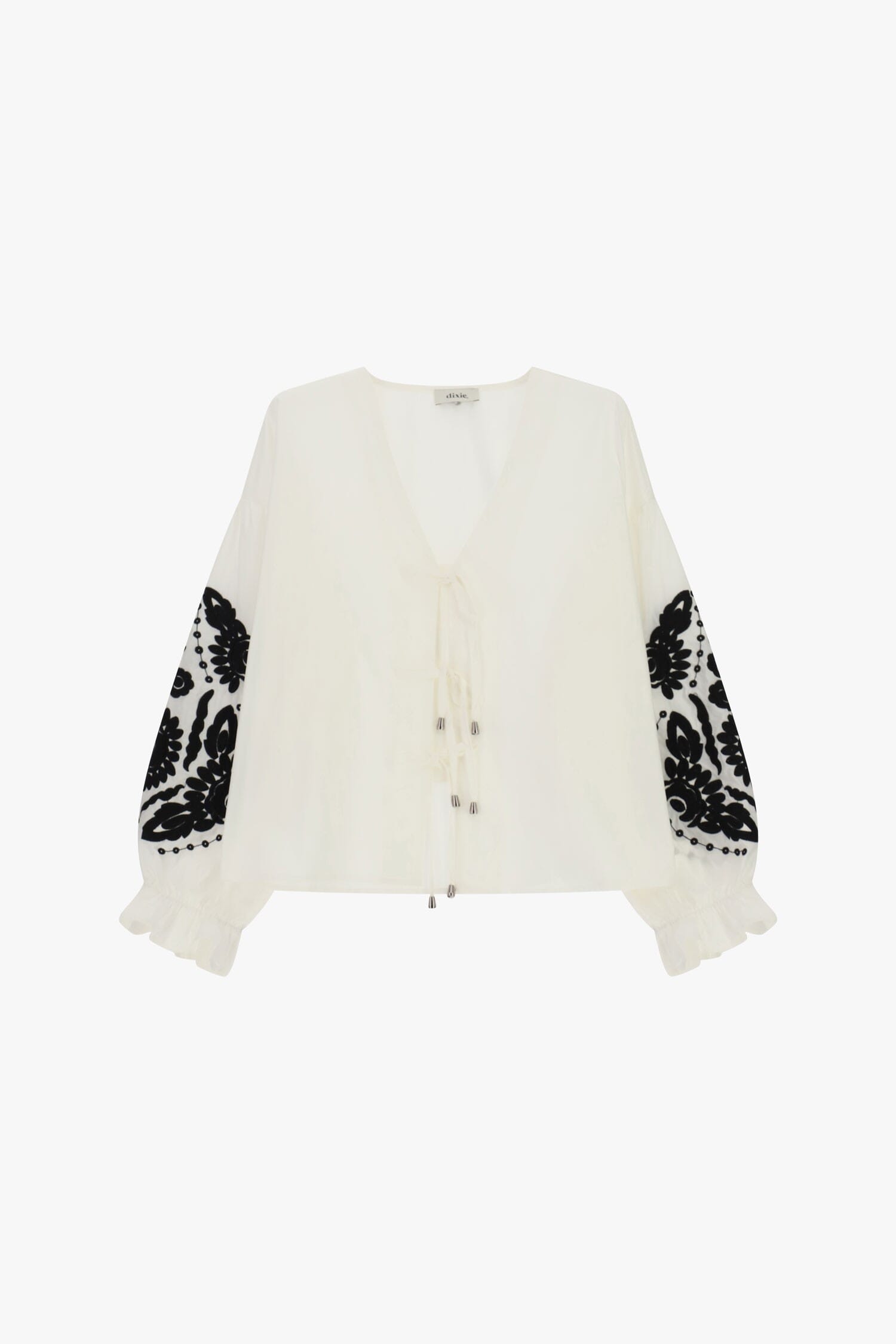 Wide Blouse With Floral Embroidery And Dixie Laces