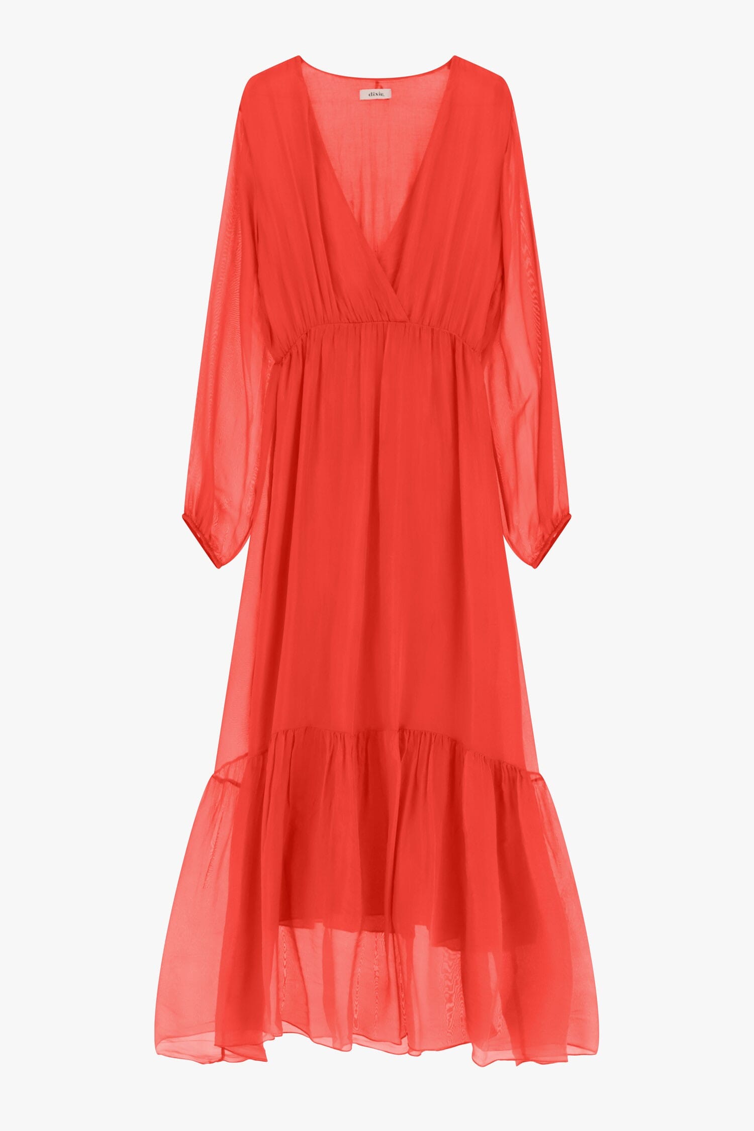 Abito Lungo Scollo A V Manica Lunga Leggero Dixie