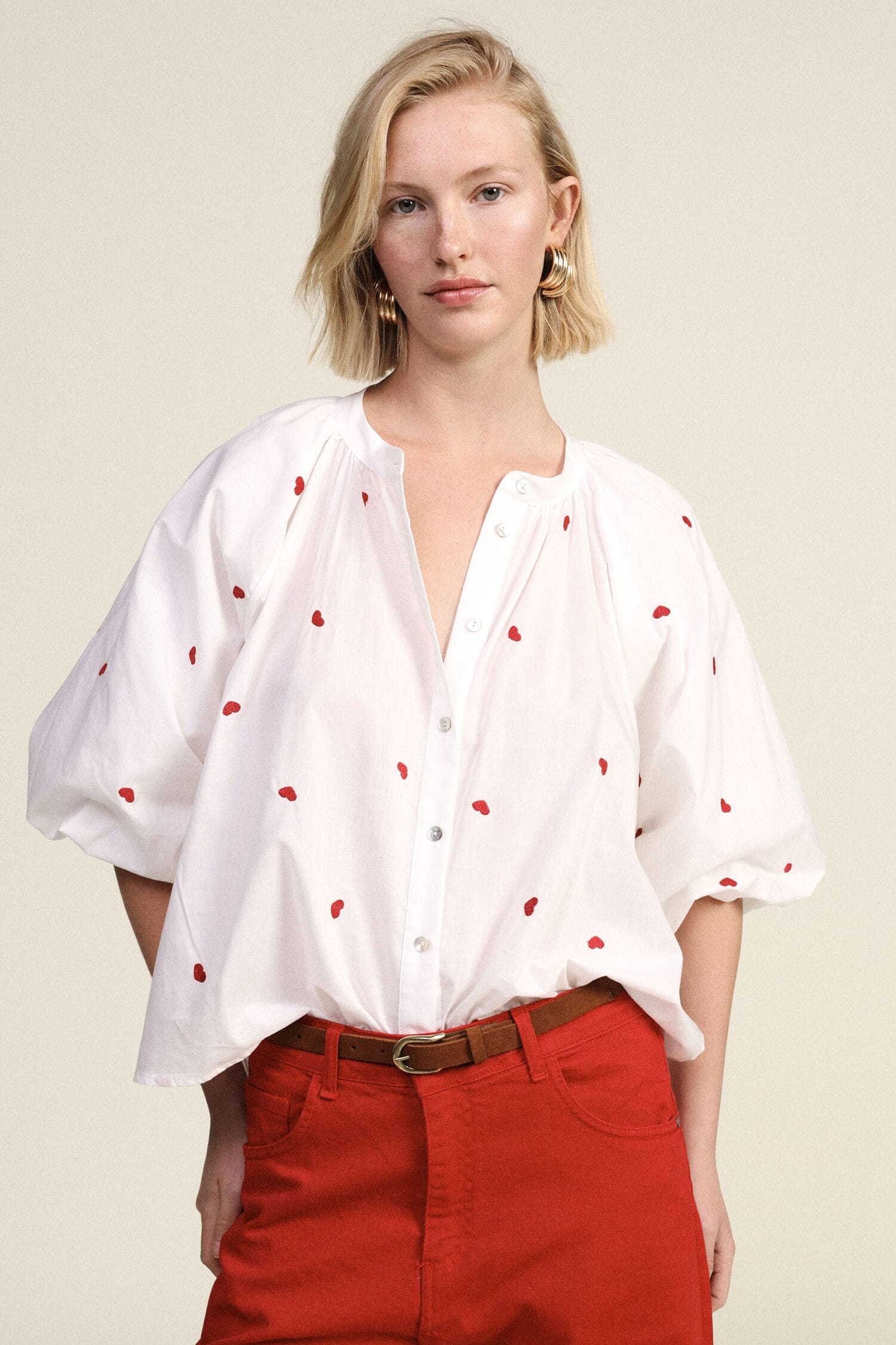 Wide Shirt With Short Sleeves And Embroidered Dixie Details