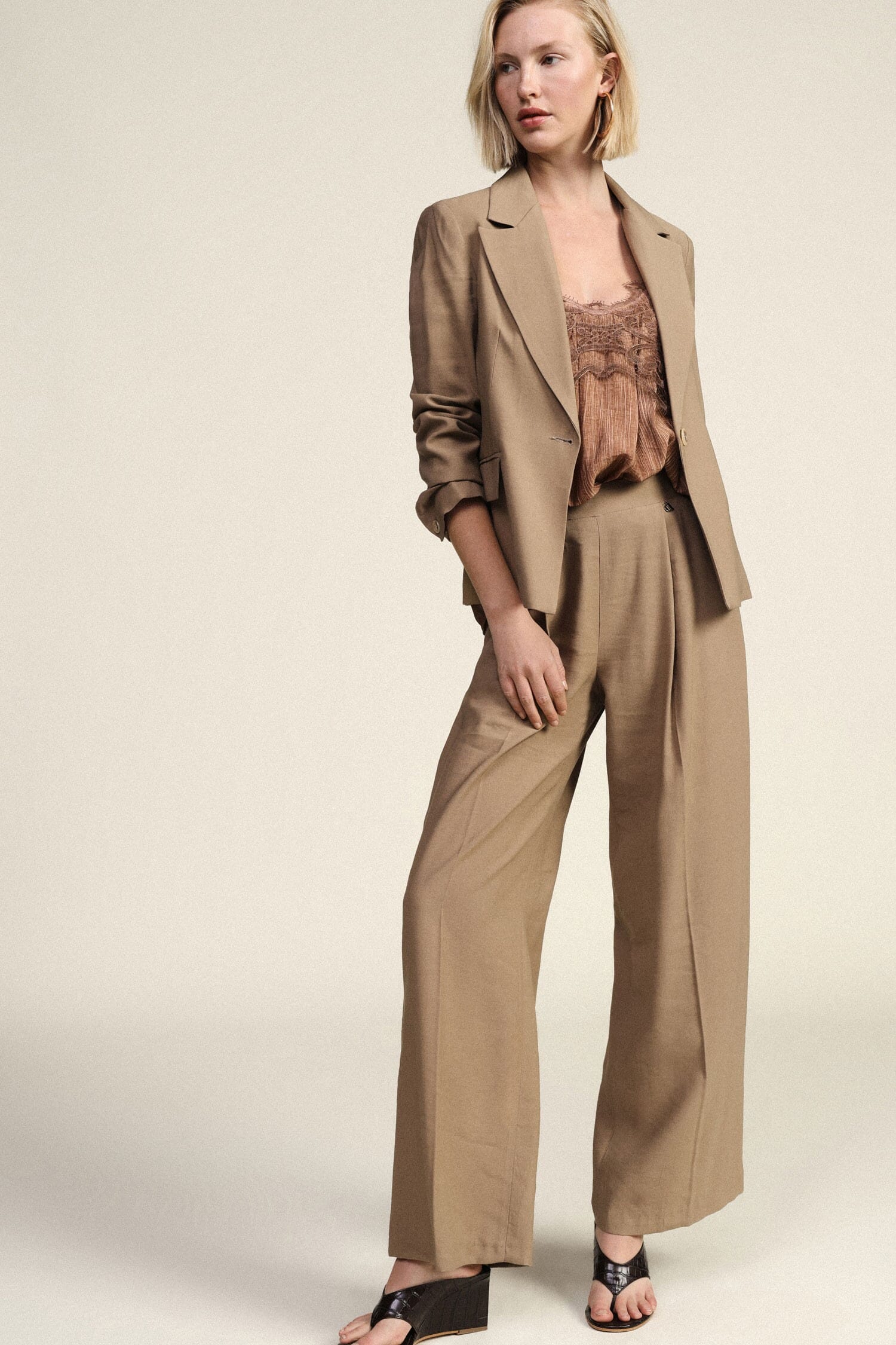 Palazzo Trousers High Waisted With Front Darts Dixie