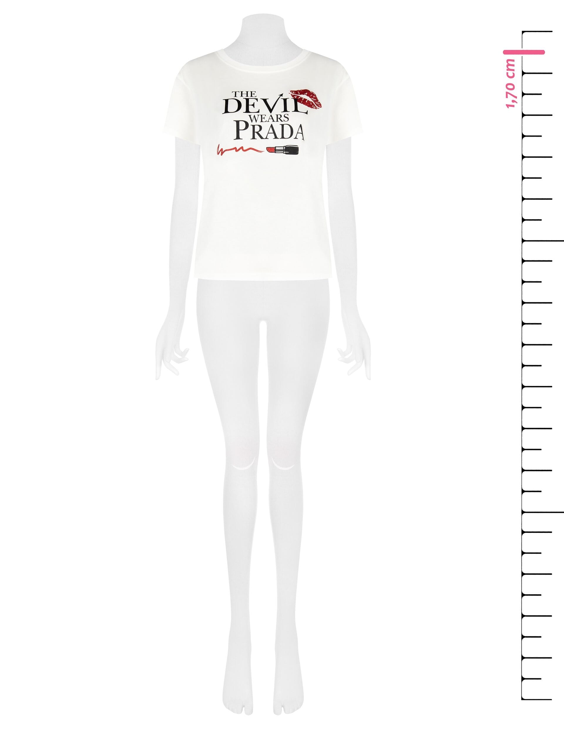 Regular Cotton T-Shirt The Devil Wears Prada Lipstick Print Rinascimento