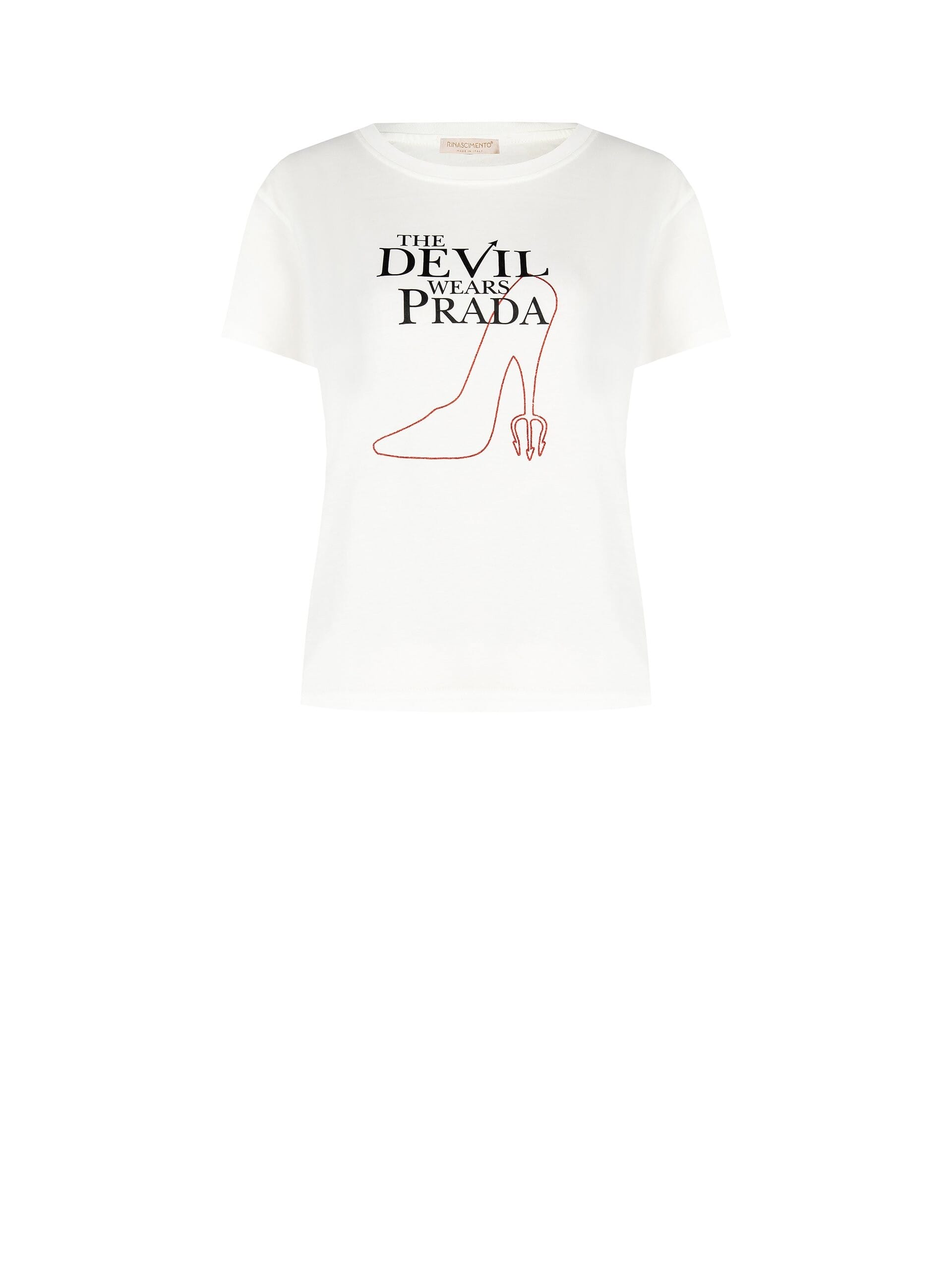 T-Shirt Regular In Cotone Il Diavolo Veste Prada Stampa Stiletto Rinascimento