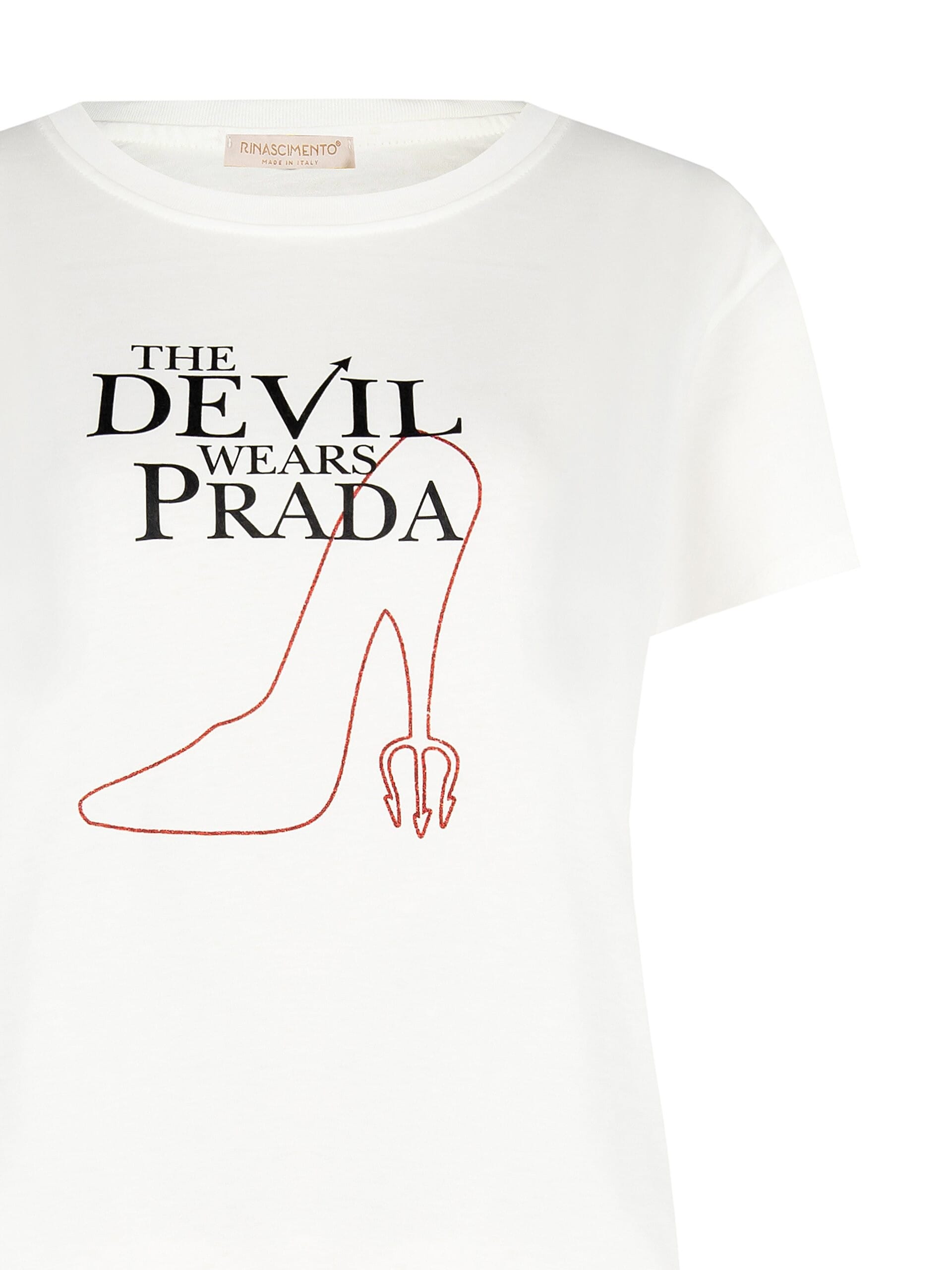 T-Shirt Regular In Cotone Il Diavolo Veste Prada Stampa Stiletto Rinascimento