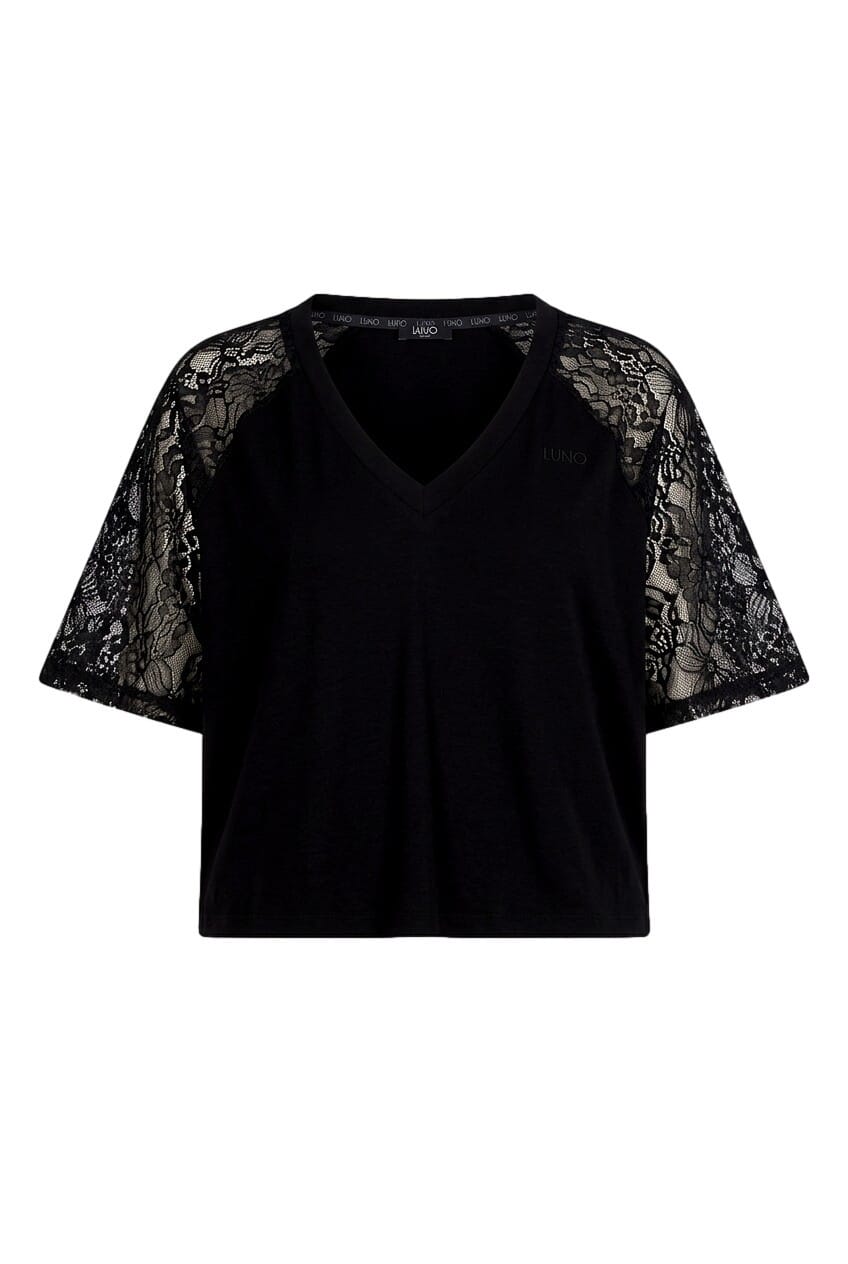T-Shirt Con Dettagli In Pizzo Liu Jo