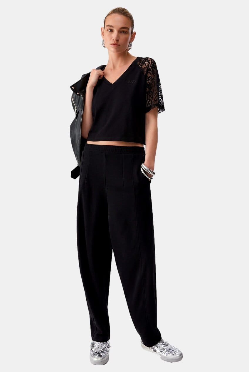 T-Shirt Con Dettagli In Pizzo Liu Jo