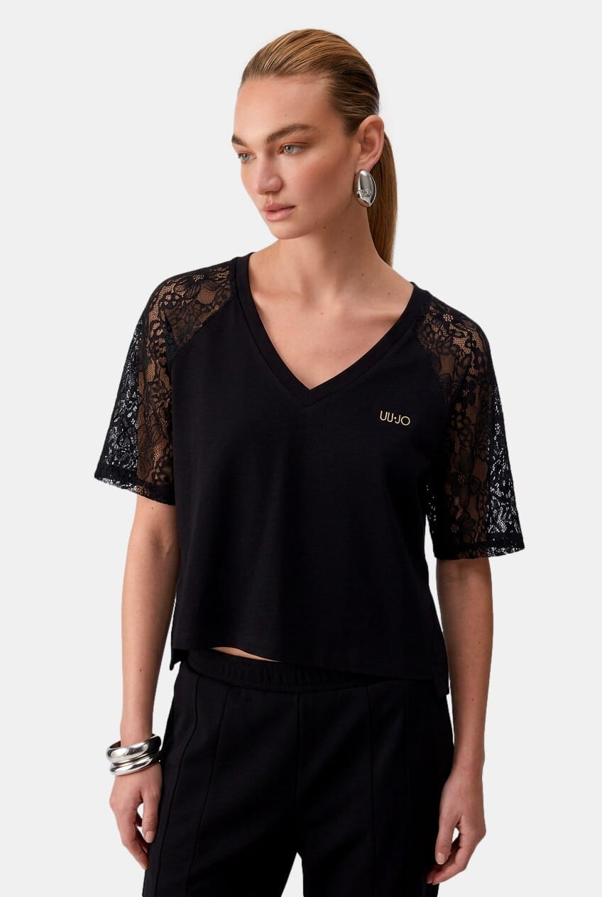 T-Shirt Con Dettagli In Pizzo Liu Jo