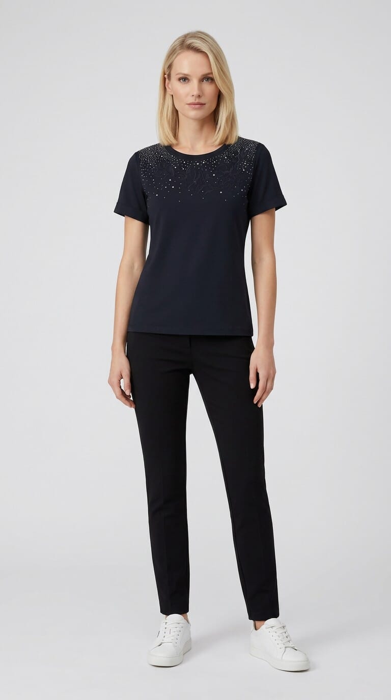 Liu Jo T-Shirt With Rhinestone And Floral Embroidery