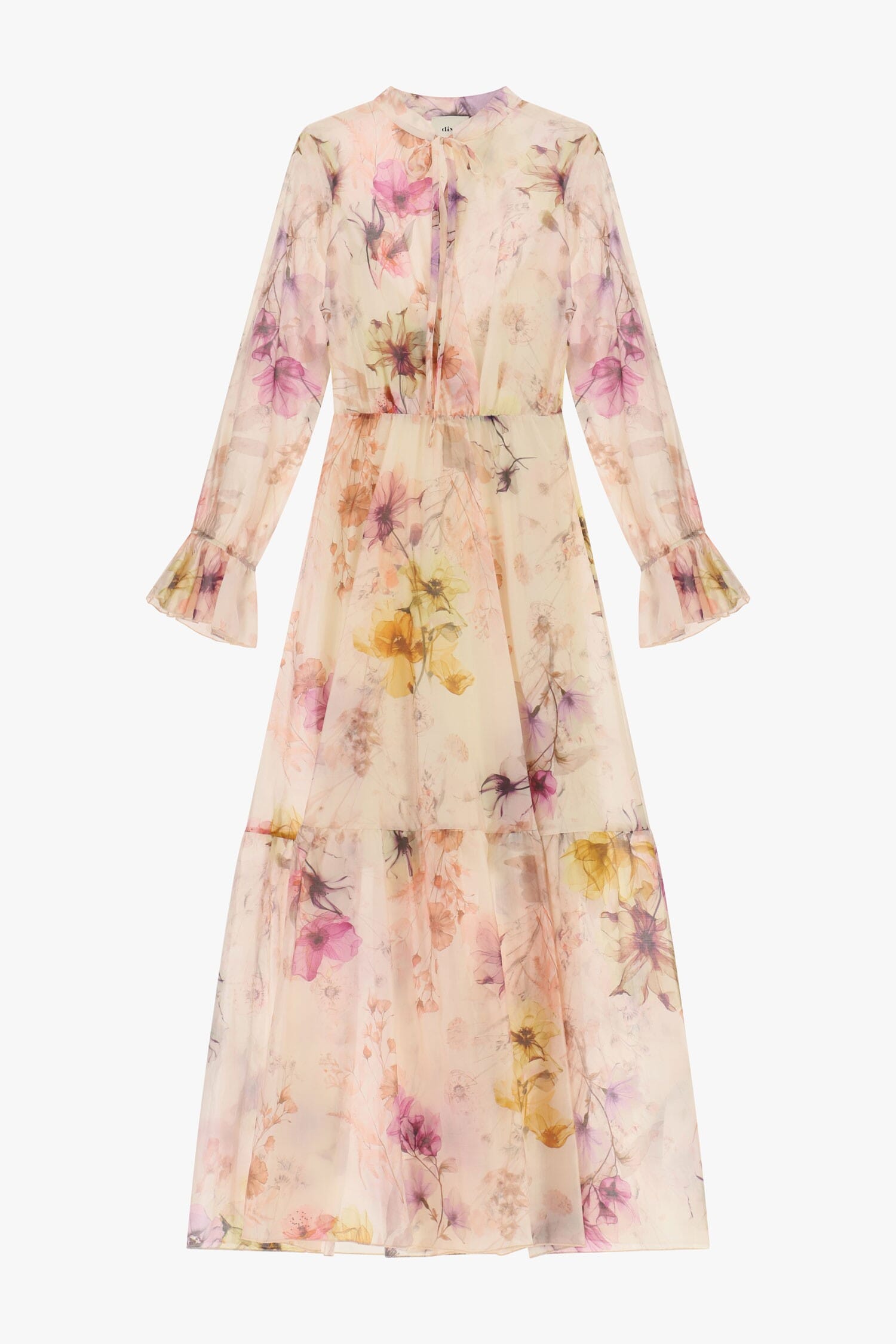 Robe longue à imprimé floral et manches évasées Dixie