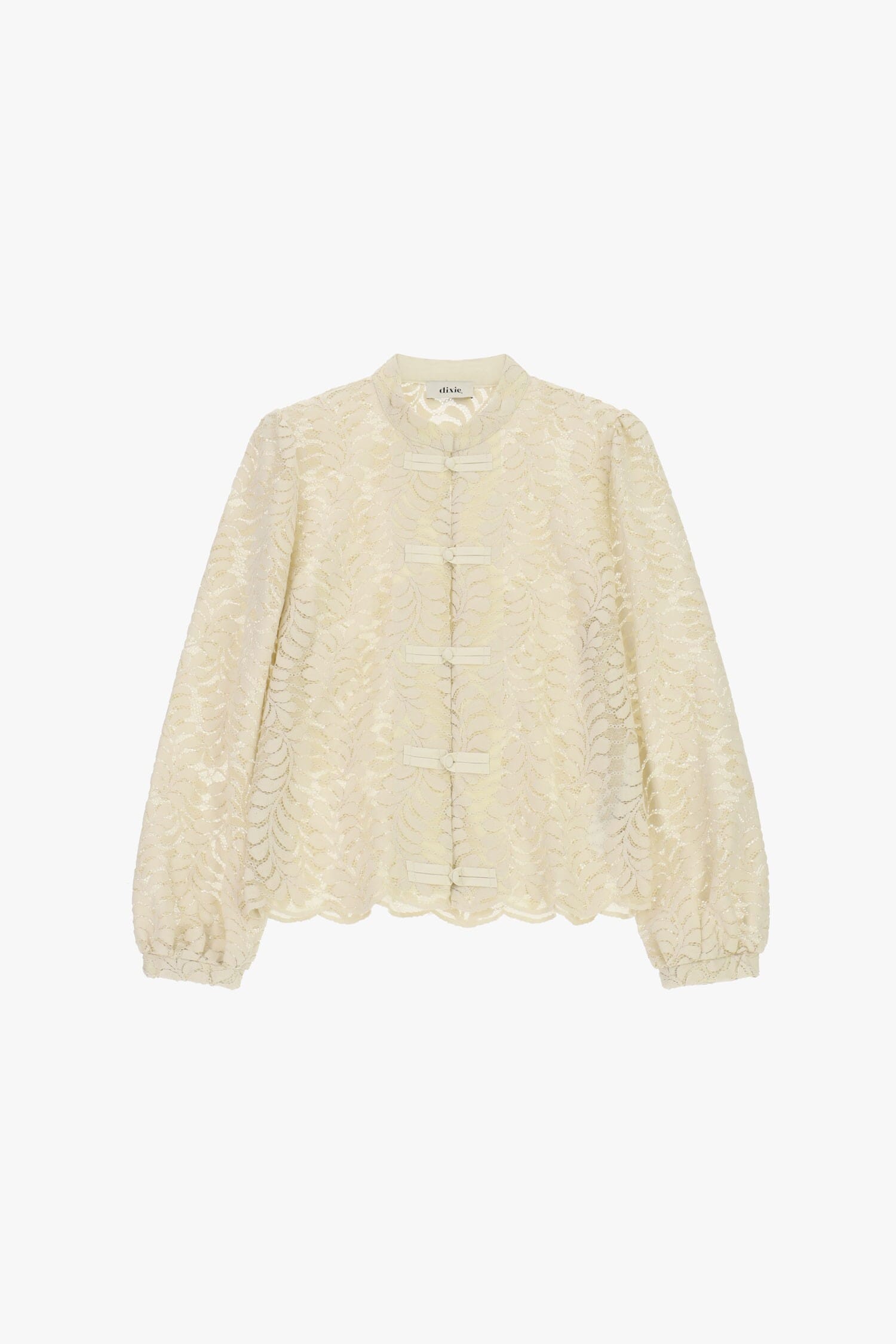 Lace Shirt With Bow Tie And Wavy Border Dixie