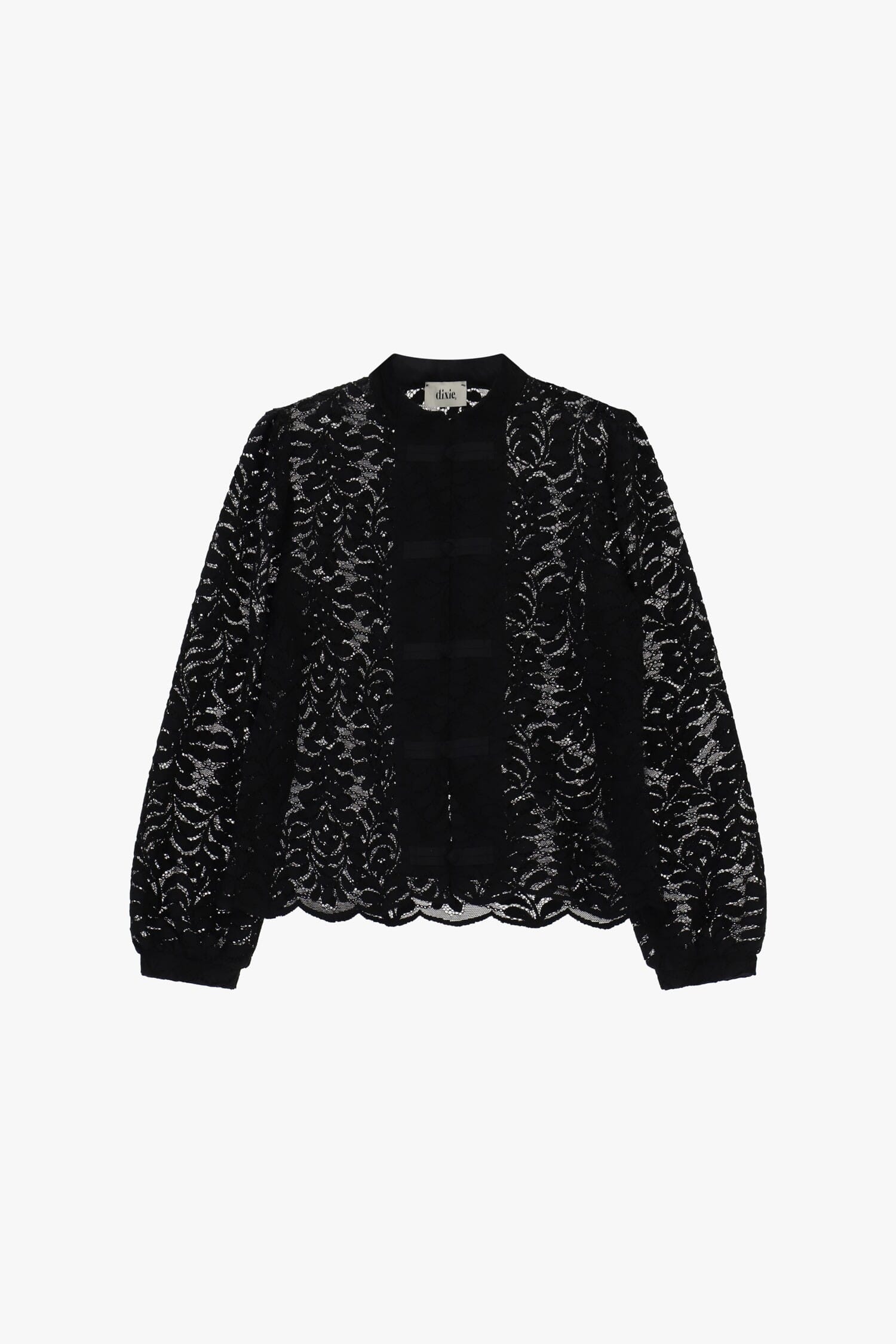 Lace Shirt With Bow Tie And Wavy Border Dixie