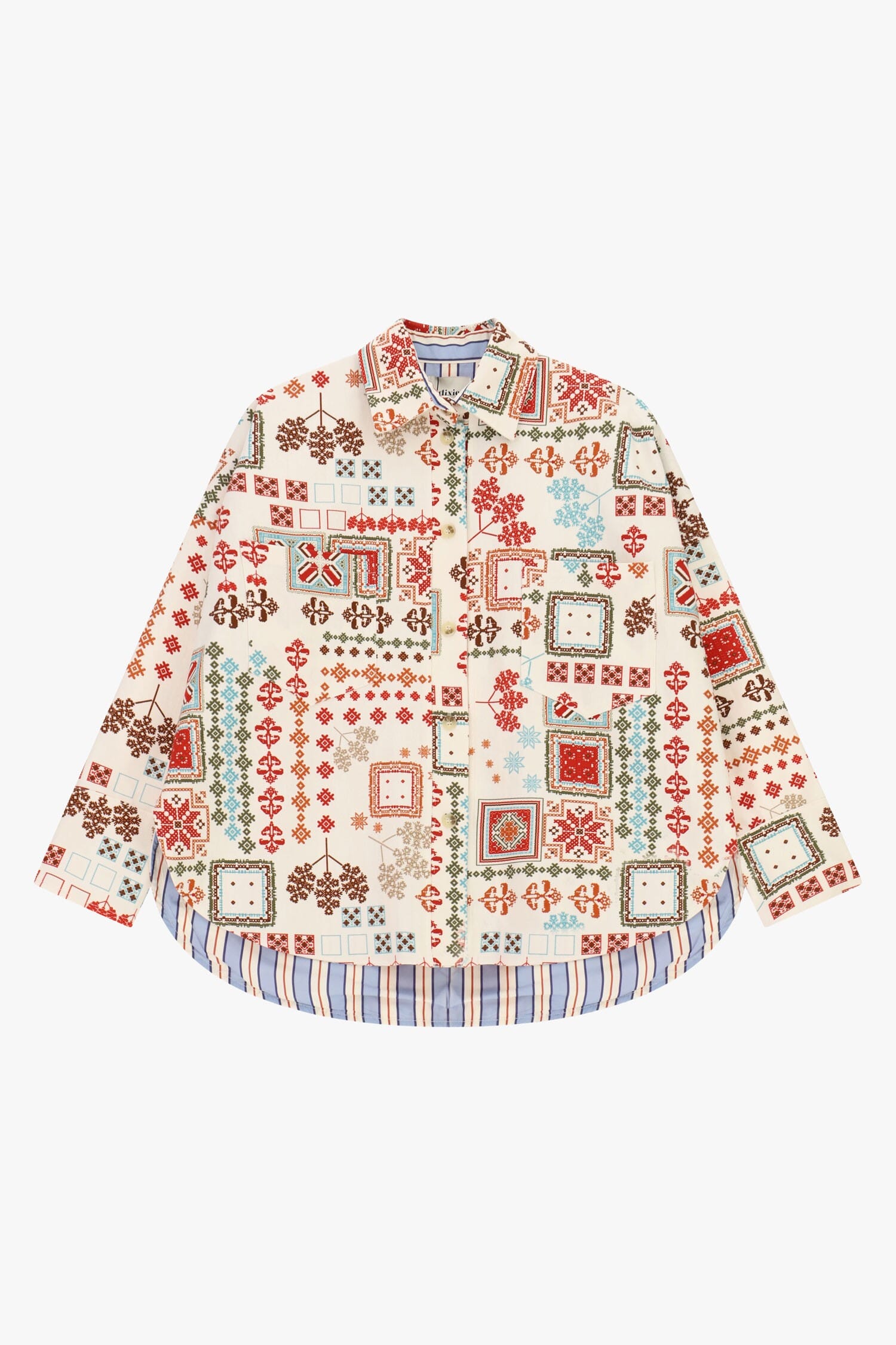 Veste-chemise à motif géométrique et fond arrondi Dixie