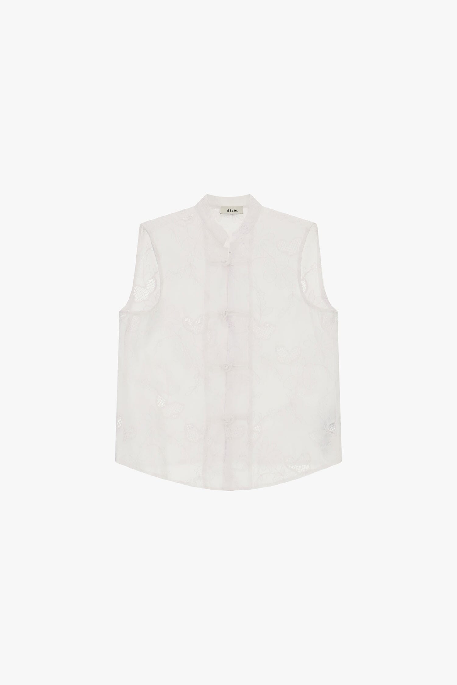 Dixie Korean Neck Sleeveless Sangallo Shirt