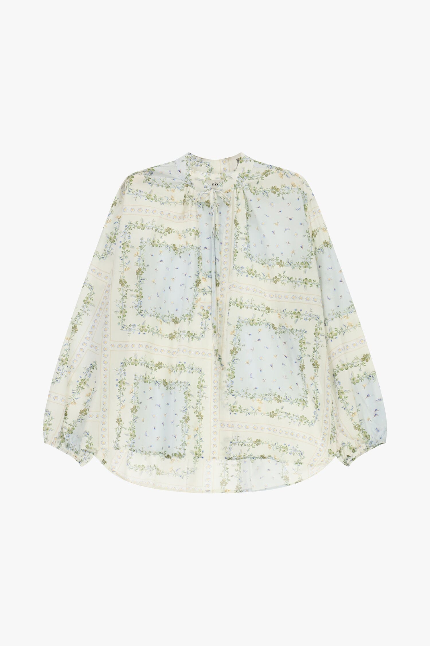 Wide Blouse With Floral Print And Dixie Bow