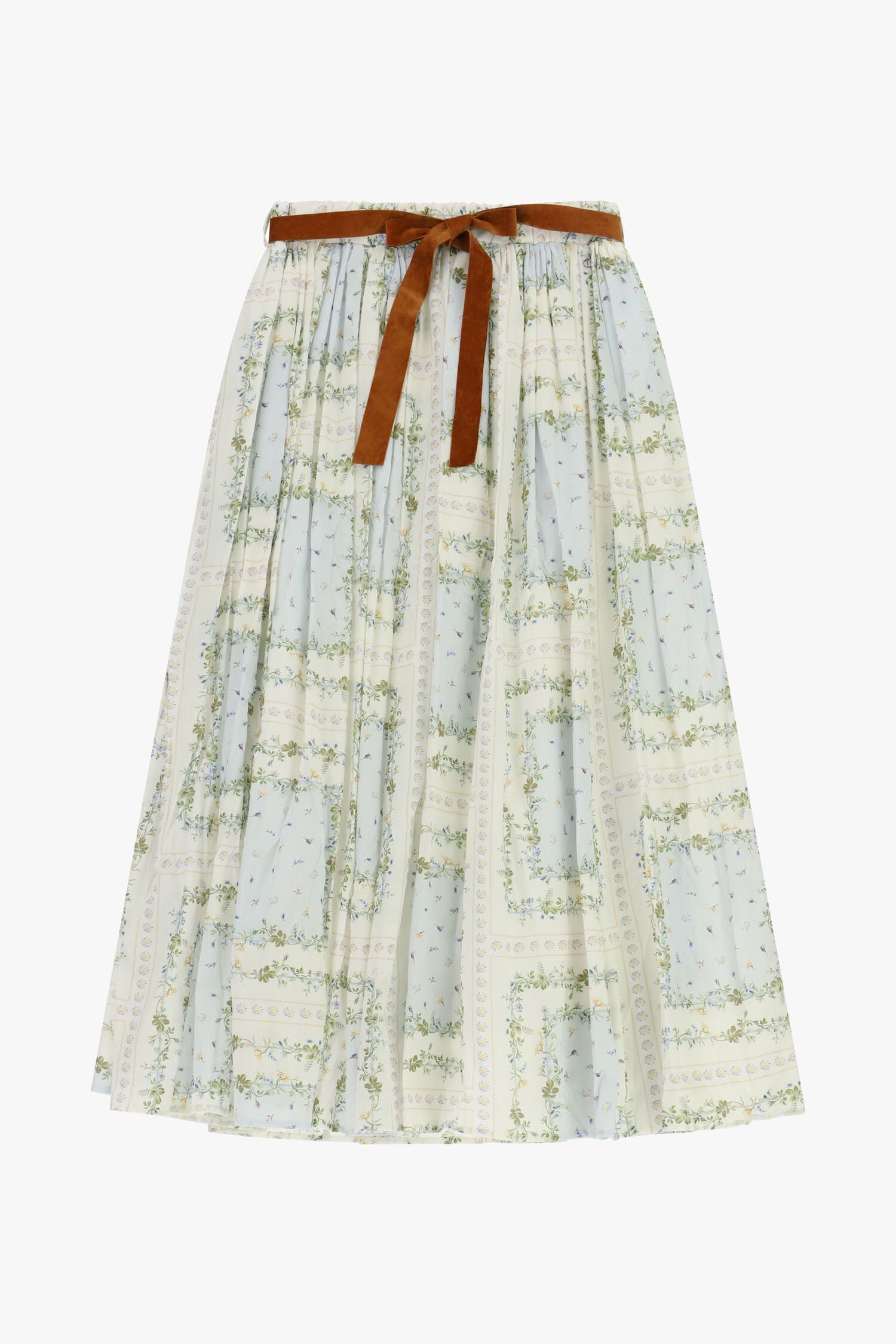 Pleated Skirt With Floral Print And Dixie Bow Belt
