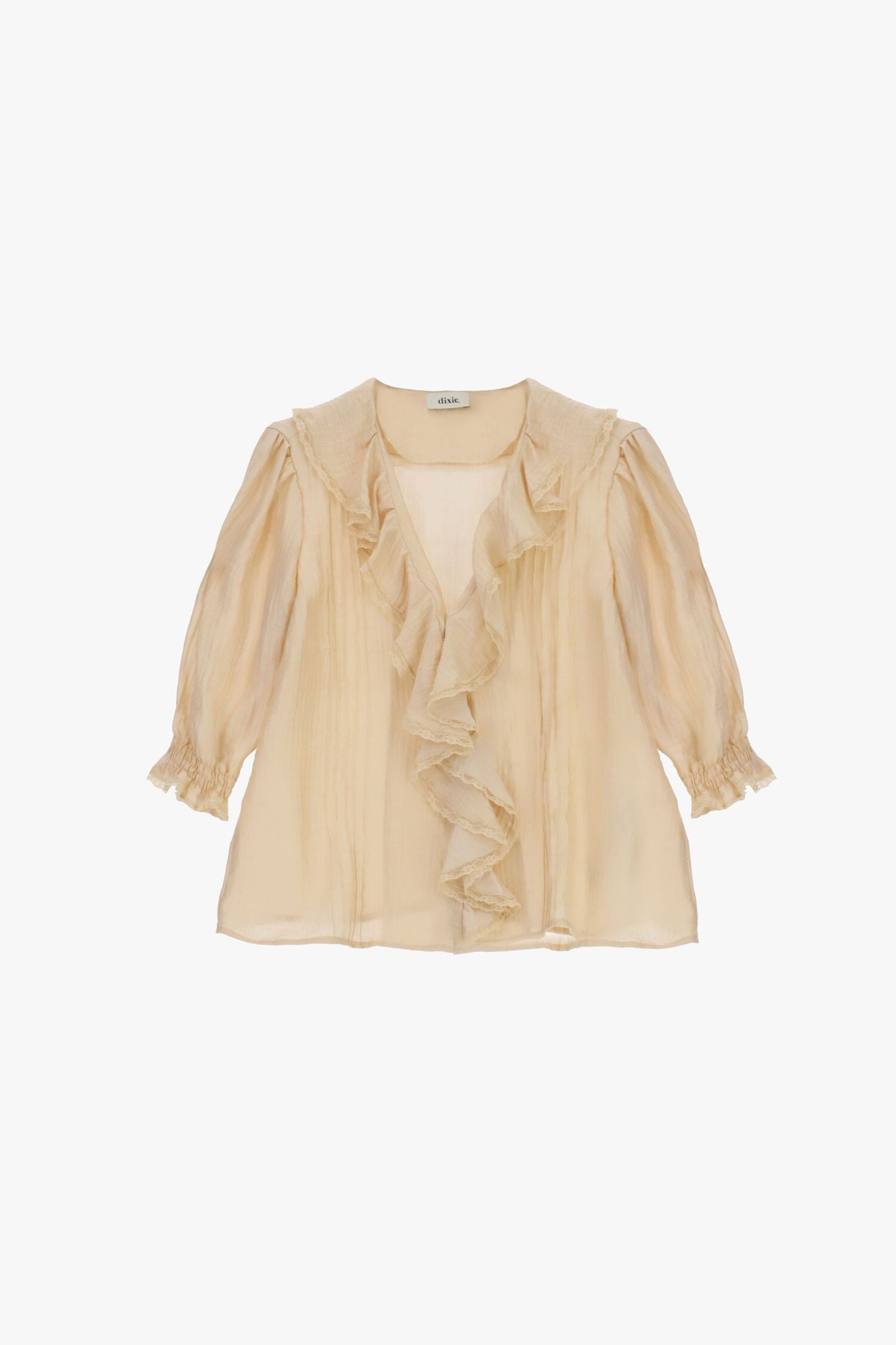 Blouse With Front Frills And Three-Quarter Length Sleeves Dixie