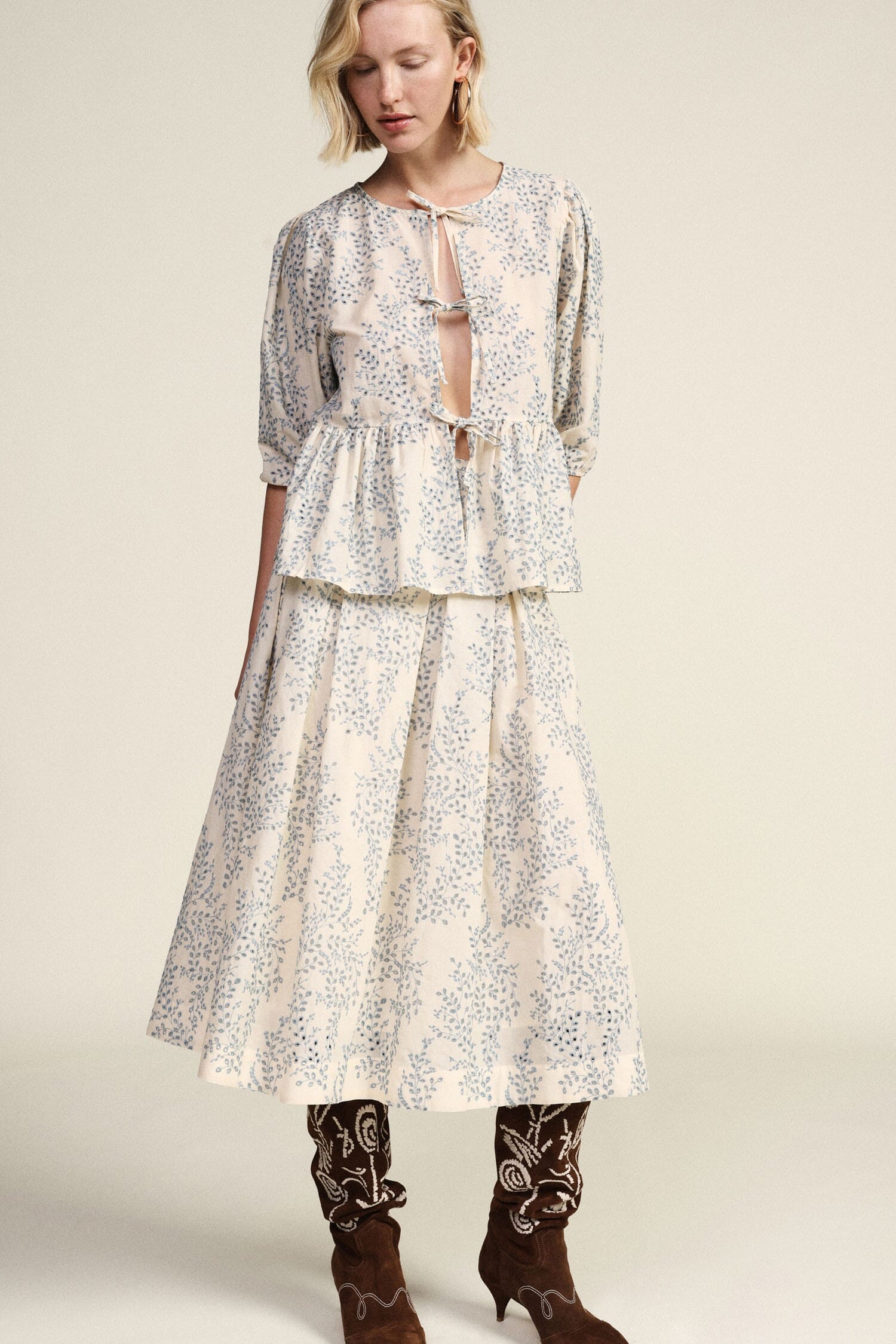 Dixie Midi Jupe plissée à fleurs