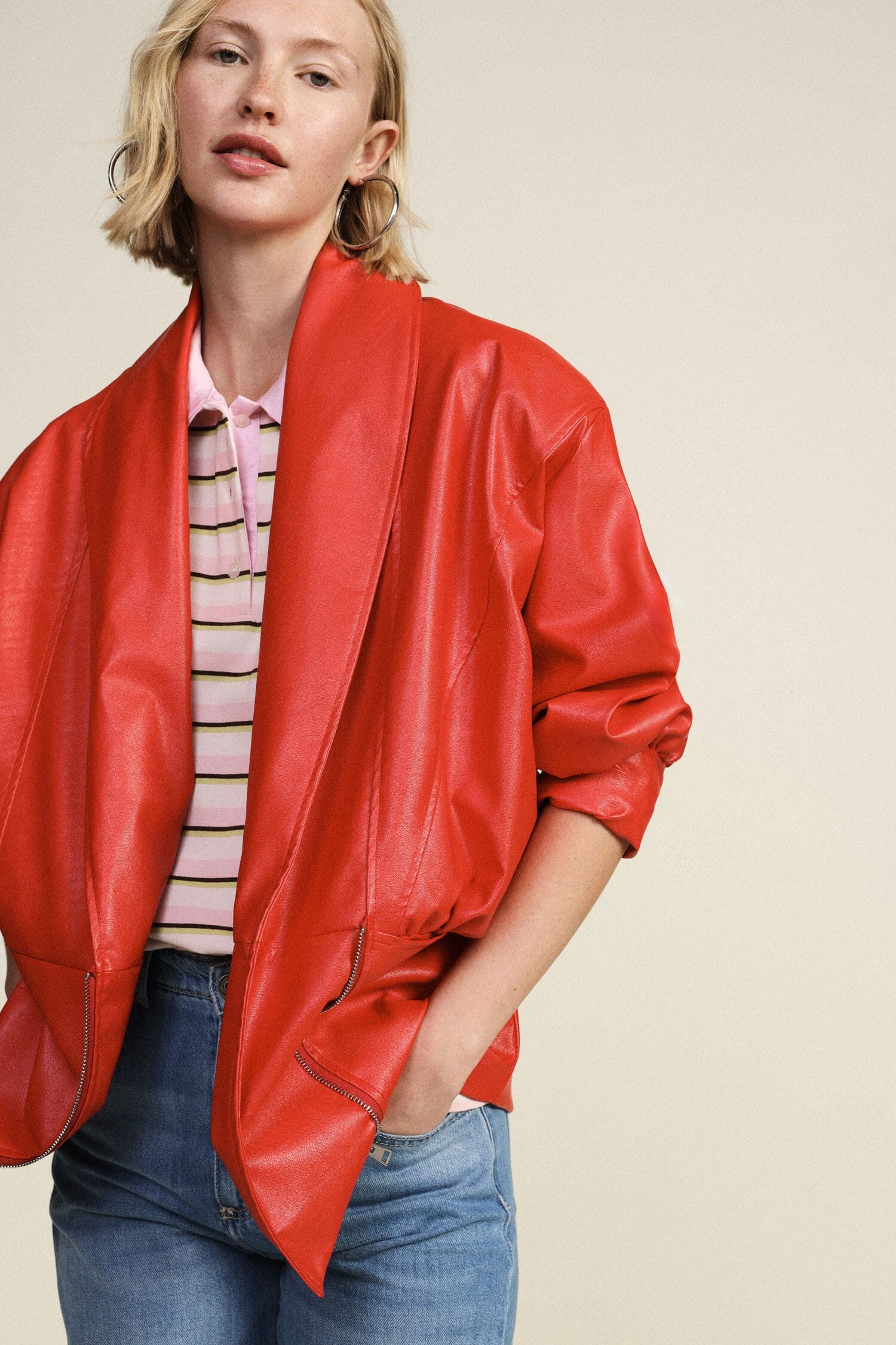 Giacca In Similpelle Con Maniche A Tre Quarti Dixie