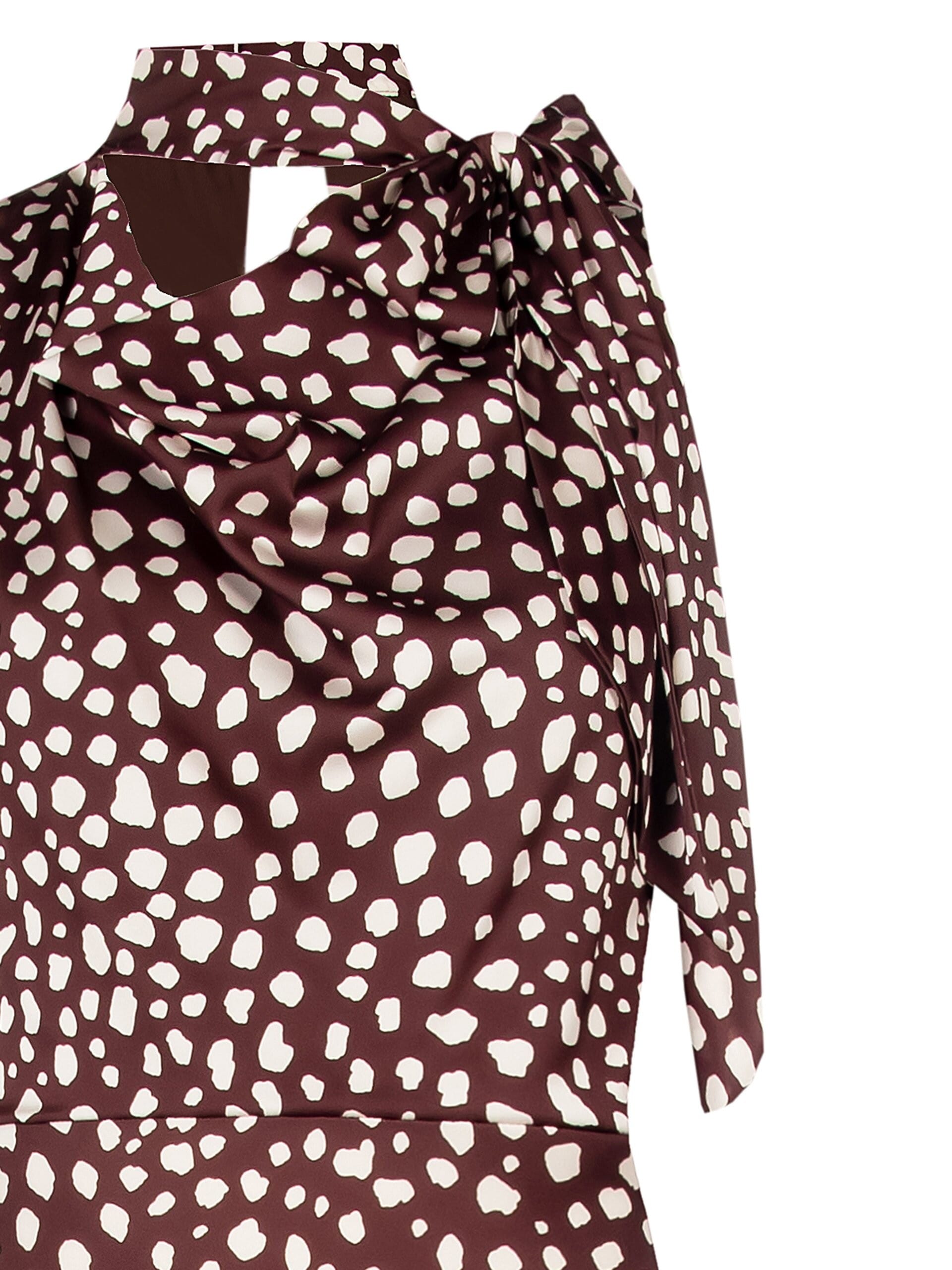 Abito Midi In Raso Con Scollo A V E Cravattino Rinascimento