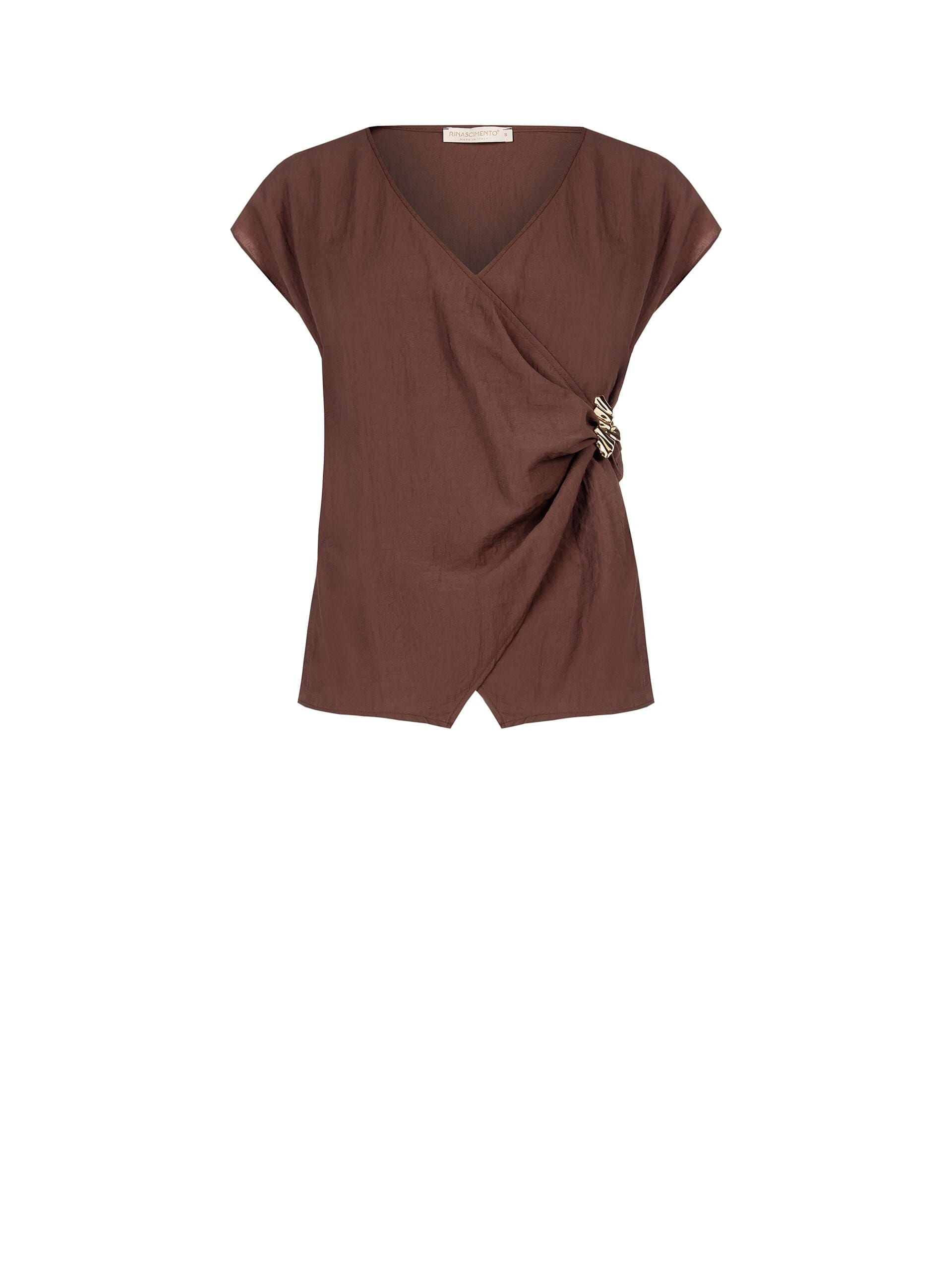 Top Ad Incrocio In Misto Viscosa Leggermente Stropicciata Con Dettaglio Gioiello Rinascimento