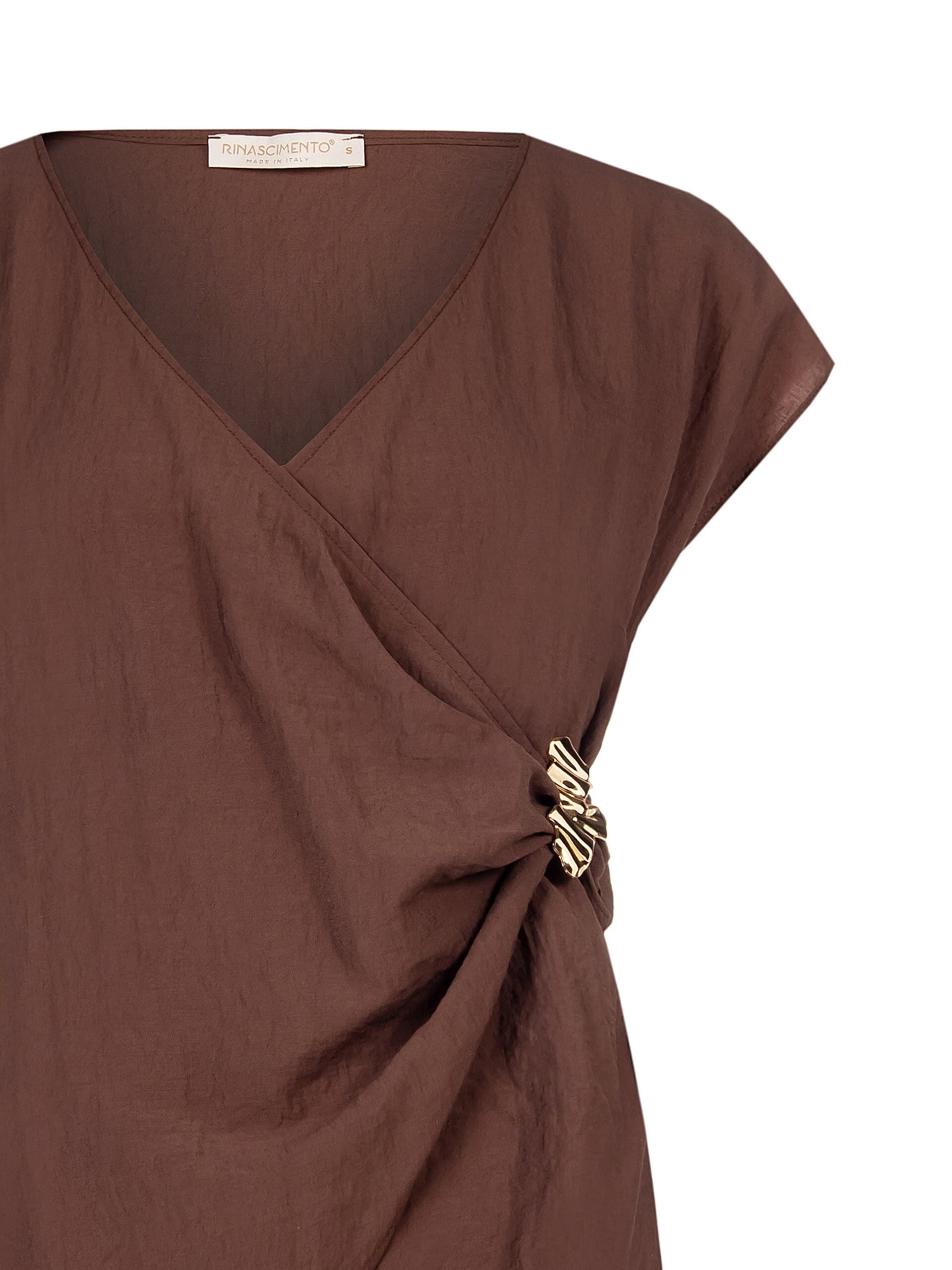 Top Ad Incrocio In Misto Viscosa Leggermente Stropicciata Con Dettaglio Gioiello Rinascimento